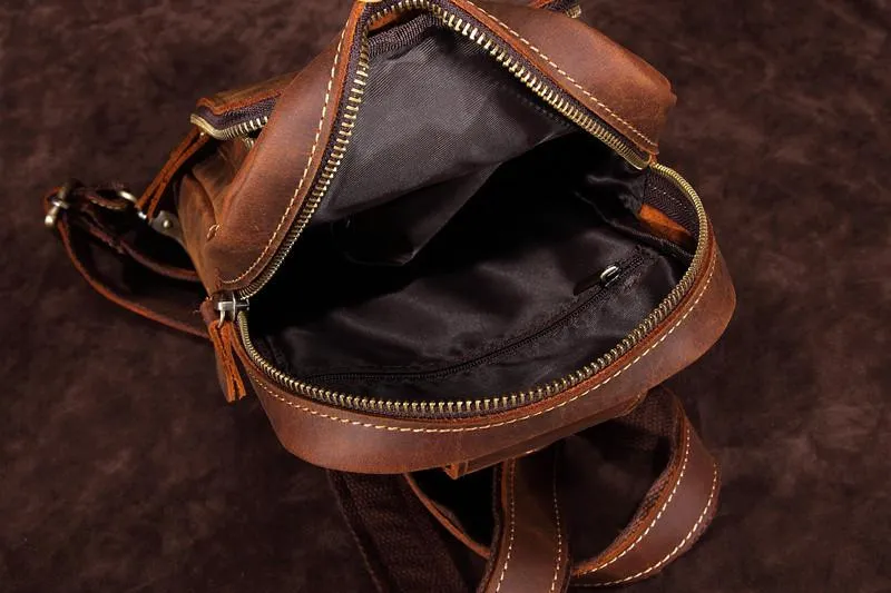 Casual Leather One Shoulder Backpack Chest Bag Sling Bag Sling Crossbody Bag For Men