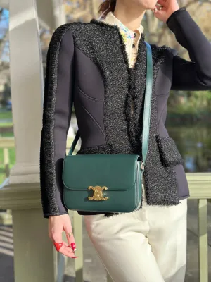 Celine Green Calf Leather Medium ??Triomphe?? Crossbody