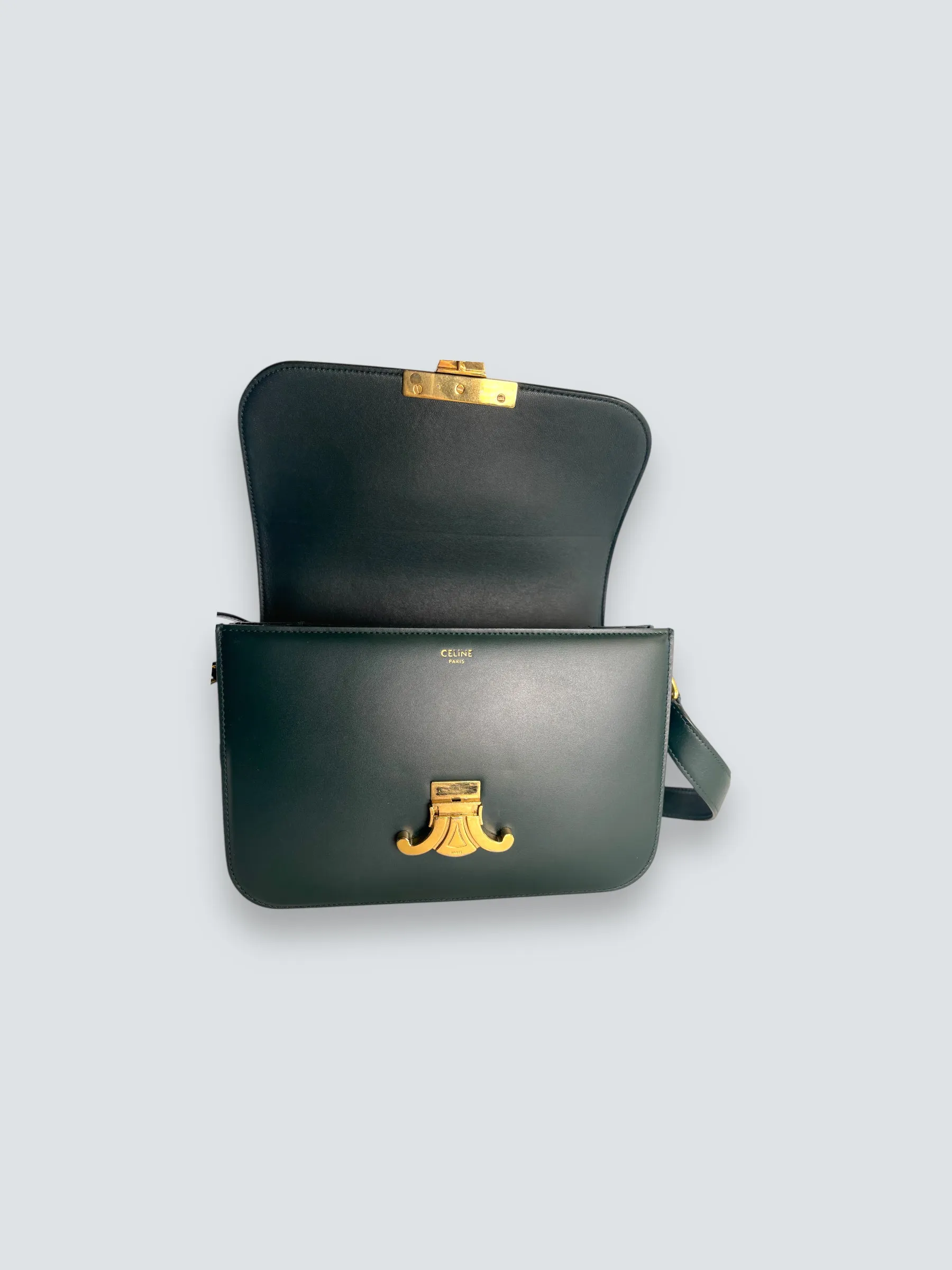 Celine Green Calf Leather Medium ??Triomphe?? Crossbody