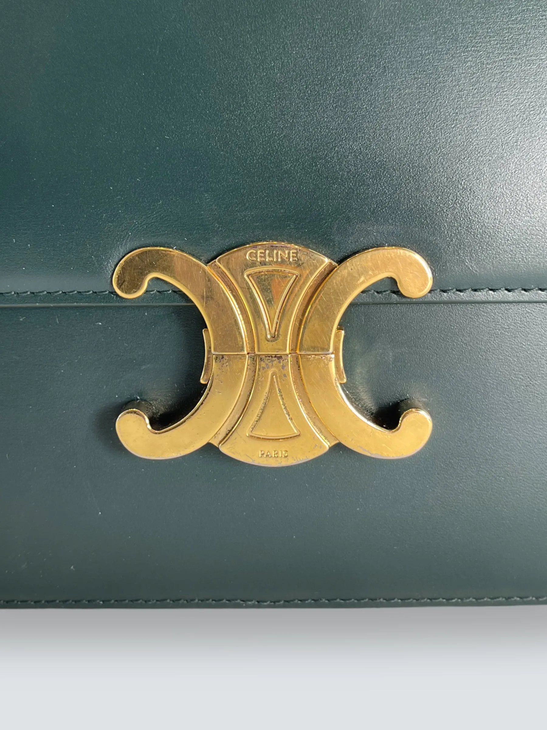 Celine Green Calf Leather Medium ??Triomphe?? Crossbody