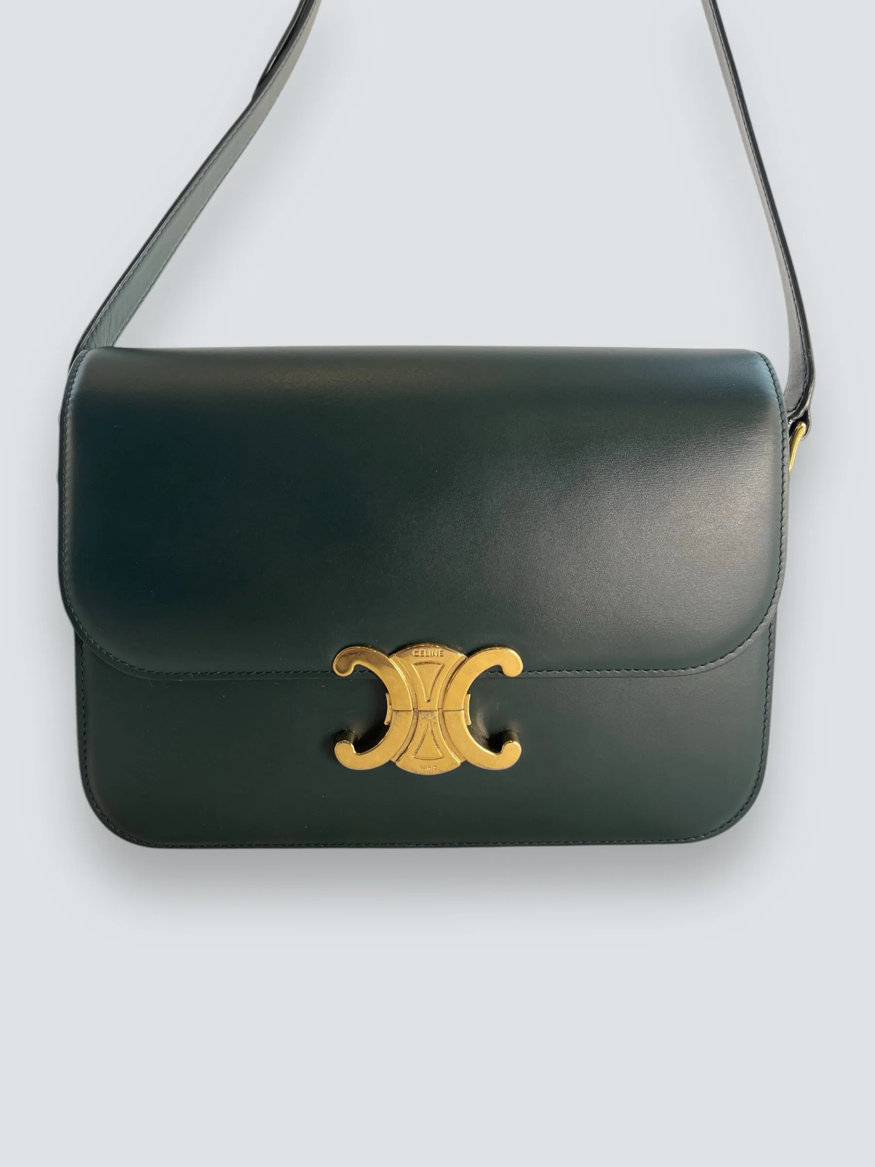 Celine Green Calf Leather Medium ??Triomphe?? Crossbody