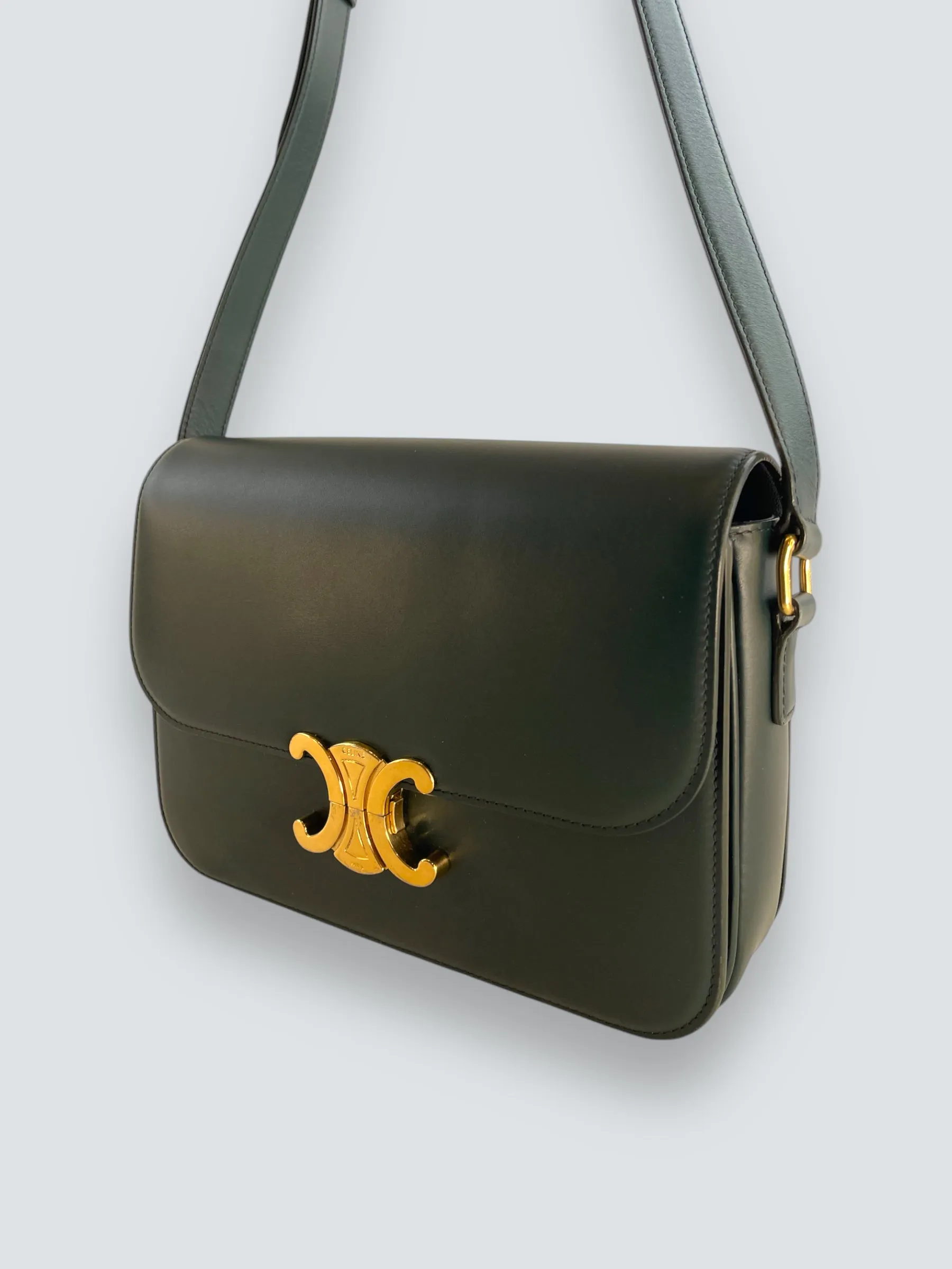 Celine Green Calf Leather Medium ??Triomphe?? Crossbody
