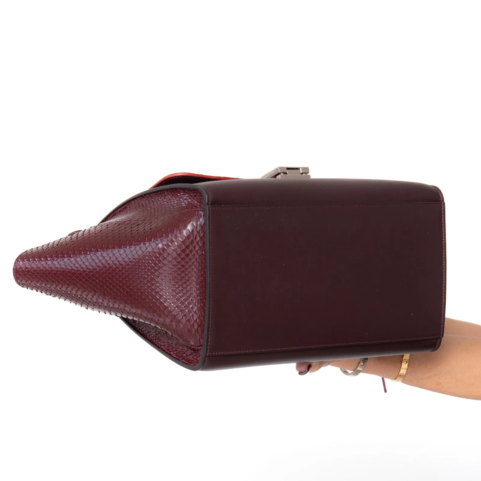Celine Red And Burgundy Leather Trapeze Bag