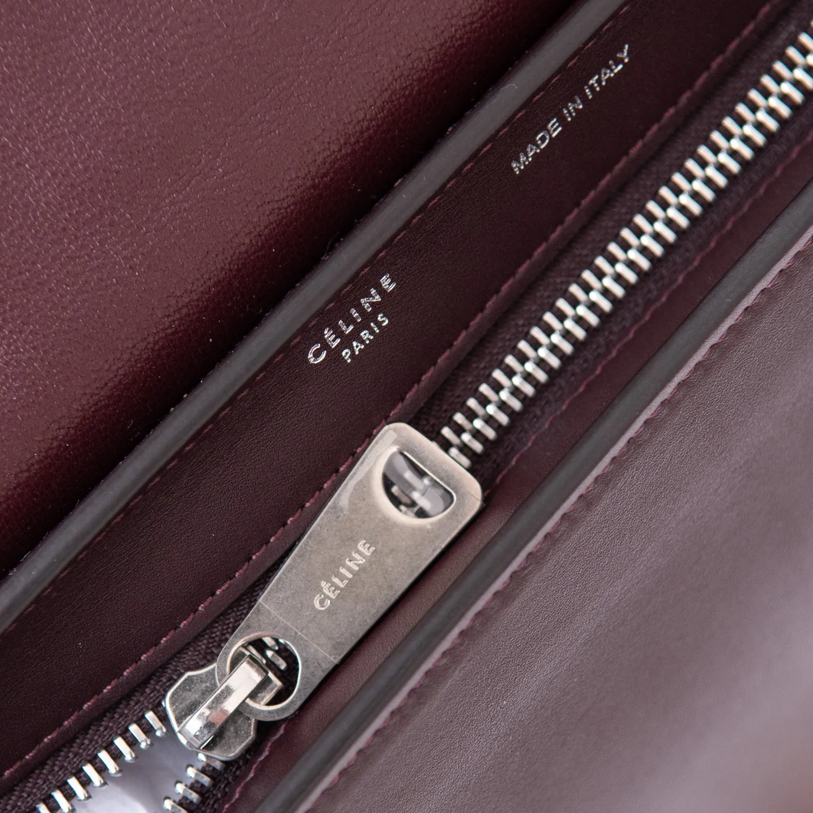 Celine Red And Burgundy Leather Trapeze Bag