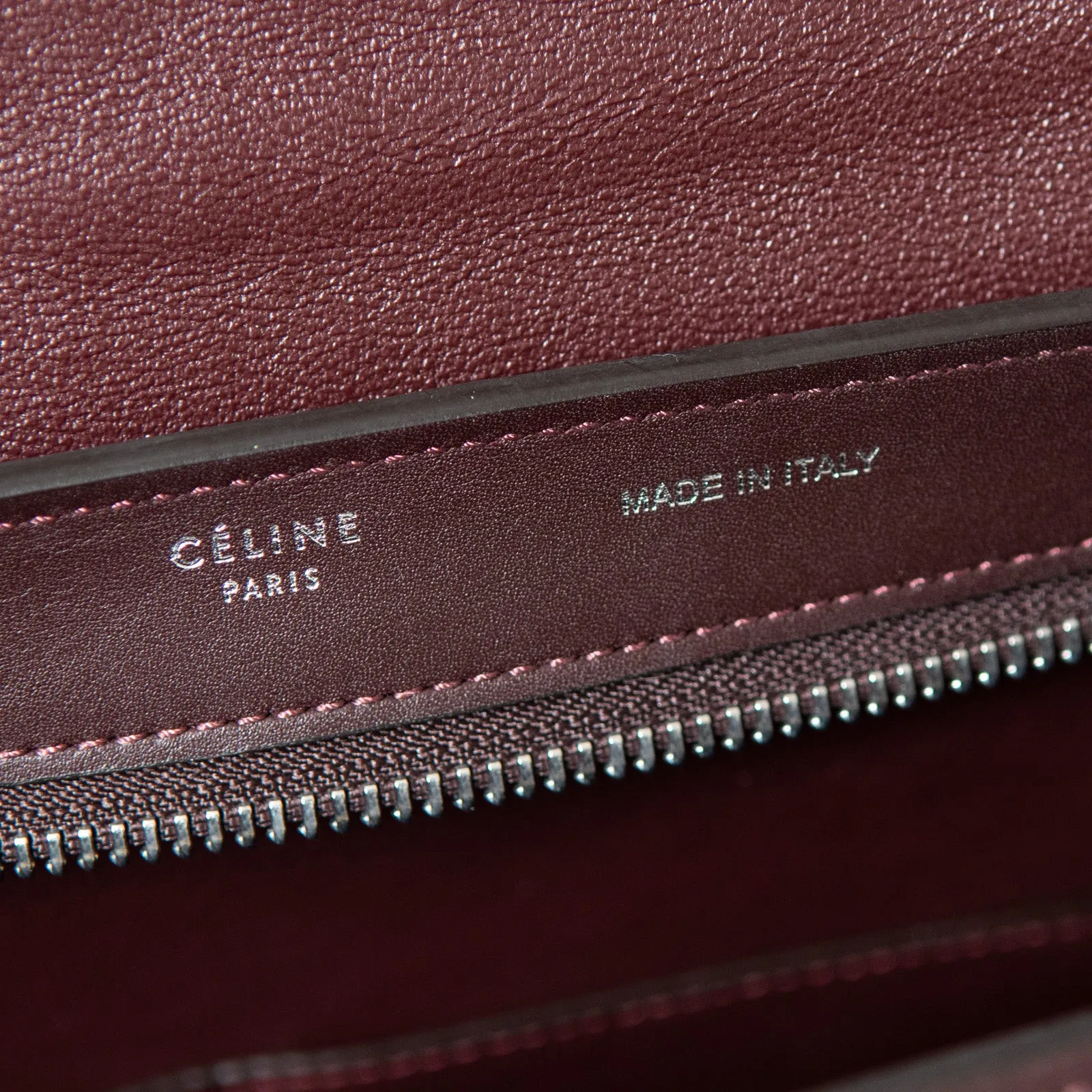 Celine Red And Burgundy Leather Trapeze Bag