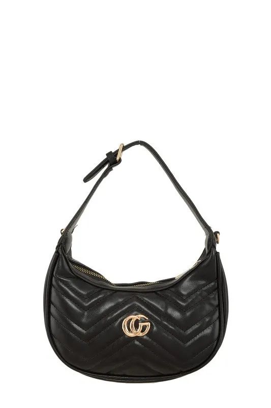 CG Buckle Vegan Leather Shoulder Bag