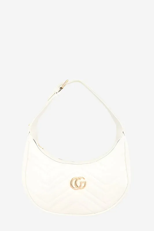 CG Buckle Vegan Leather Shoulder Bag