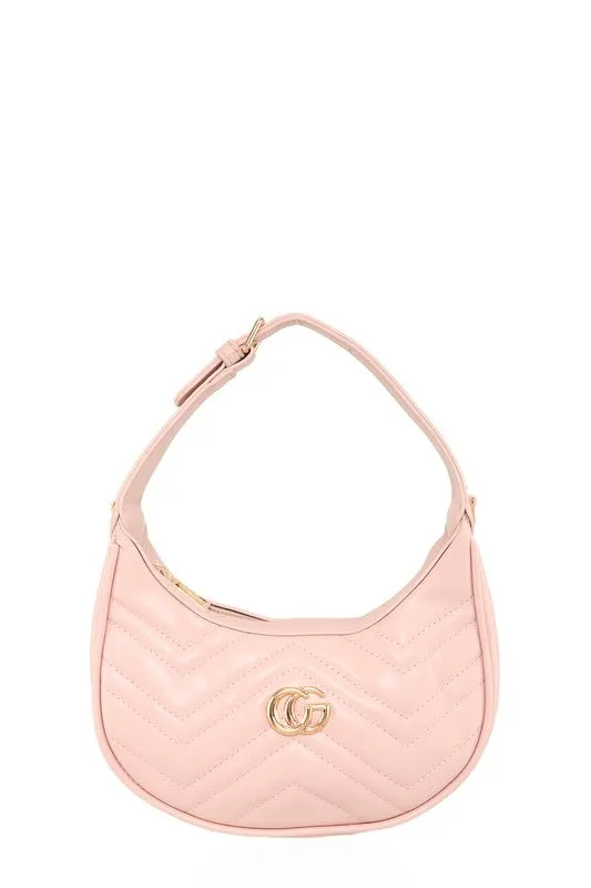 CG Buckle Vegan Leather Shoulder Bag