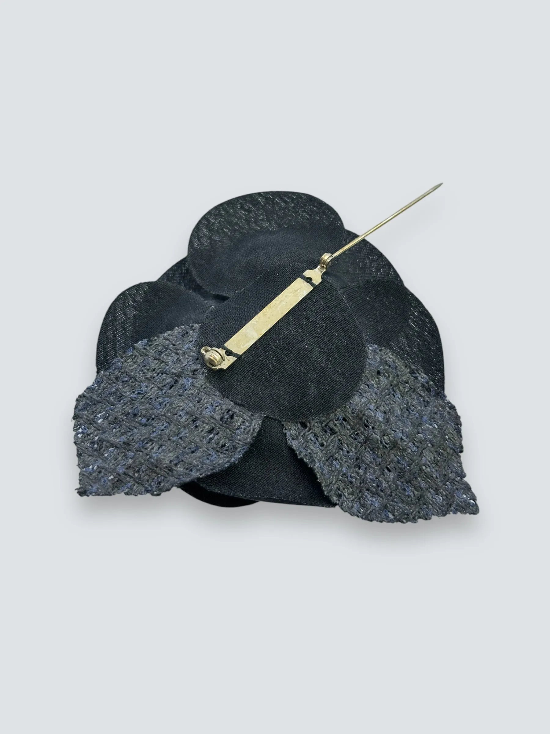 Chanel Black Fabric Camelia Brooch