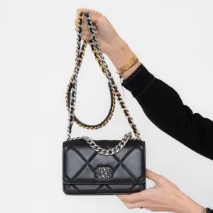 Chanel Black Quilted Lambskin 19 Wallet On Chain Bag
