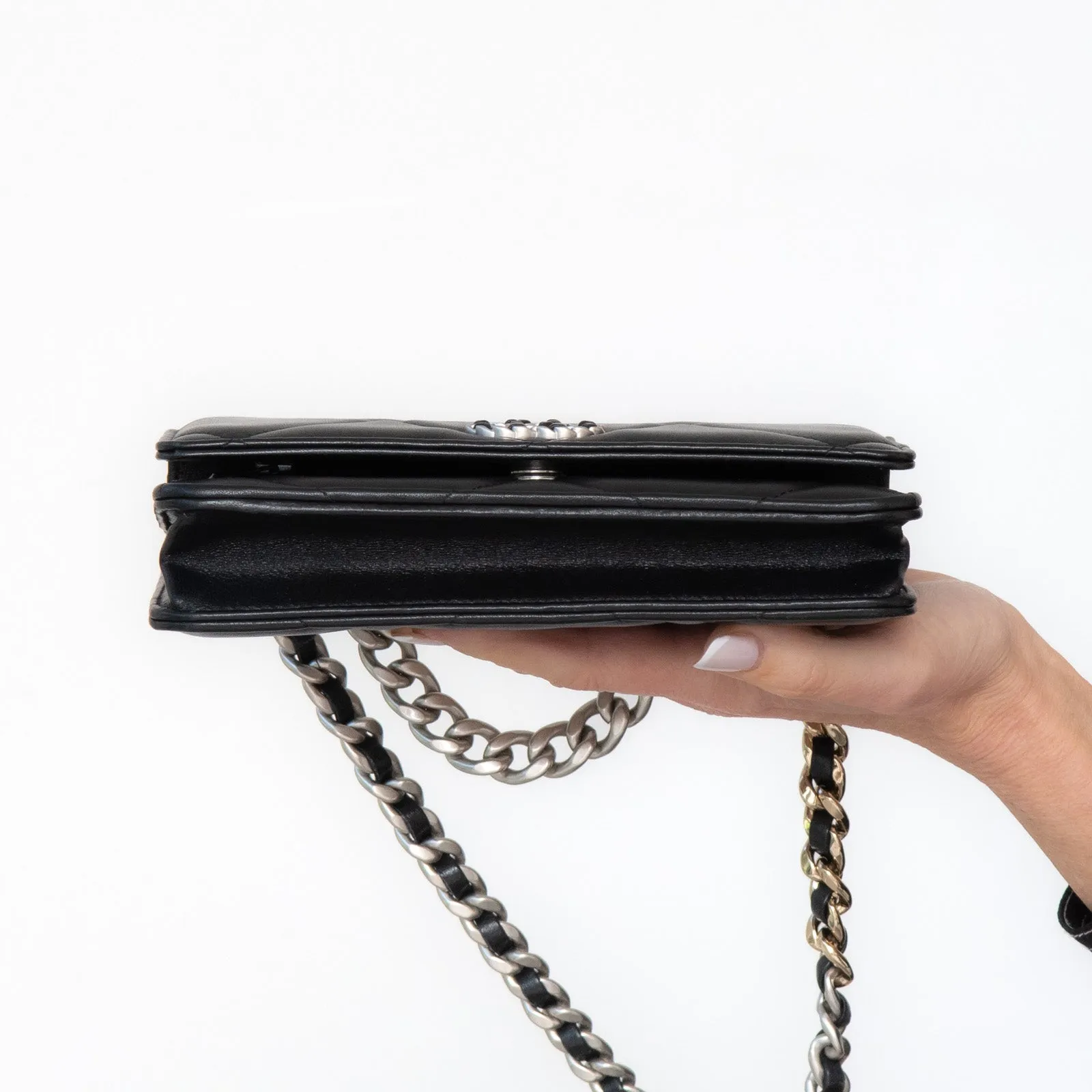 Chanel Black Quilted Lambskin 19 Wallet On Chain Bag