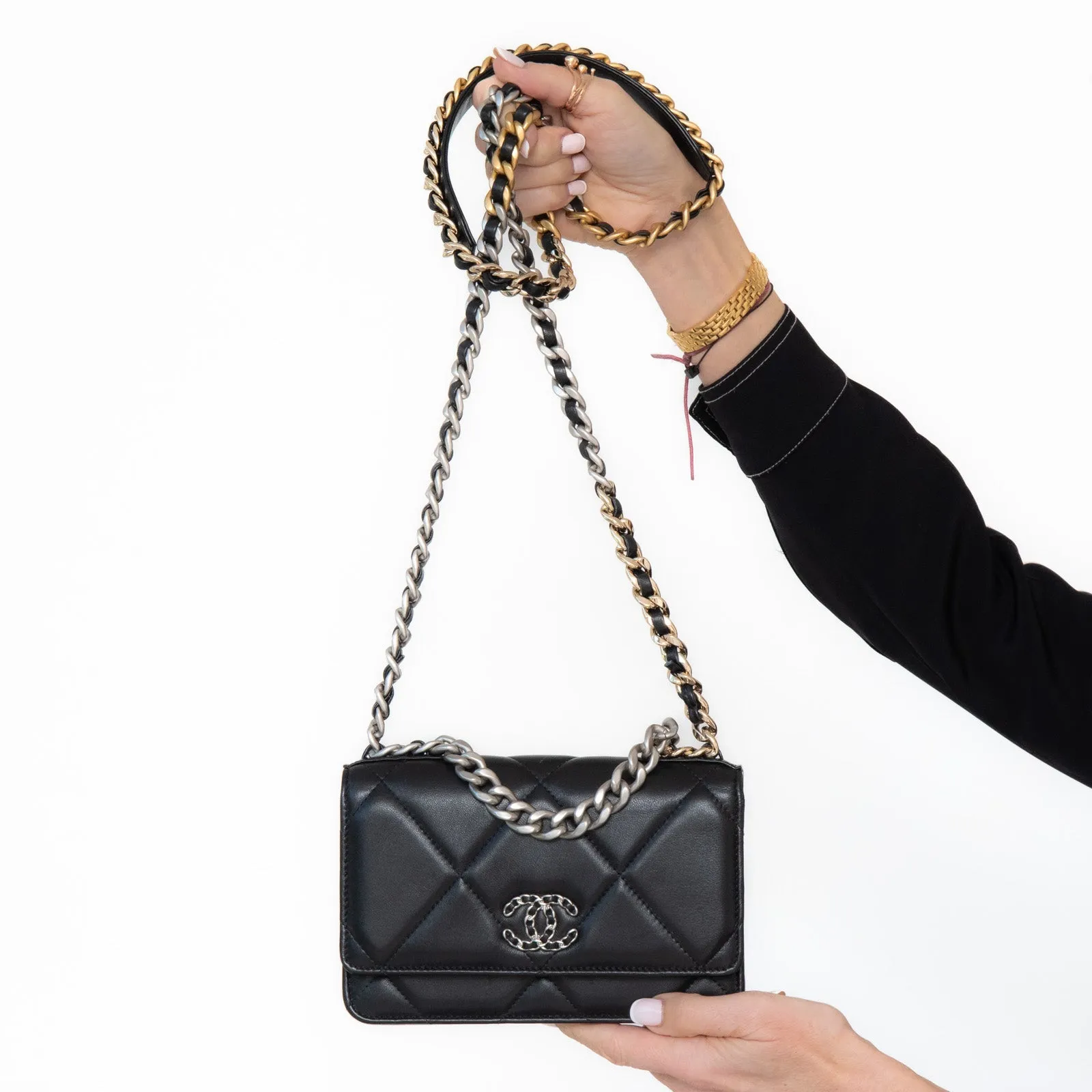 Chanel Black Quilted Lambskin 19 Wallet On Chain Bag