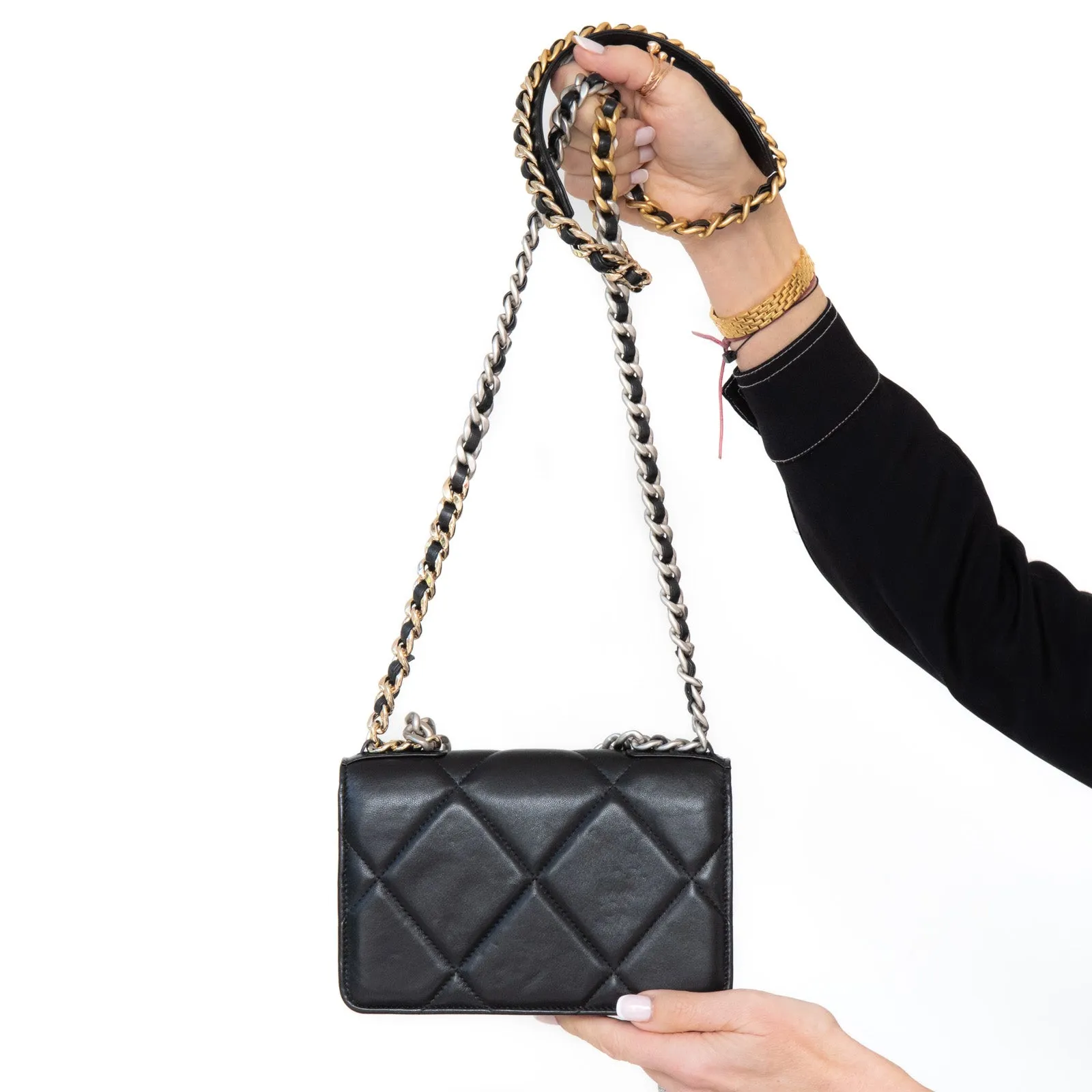 Chanel Black Quilted Lambskin 19 Wallet On Chain Bag
