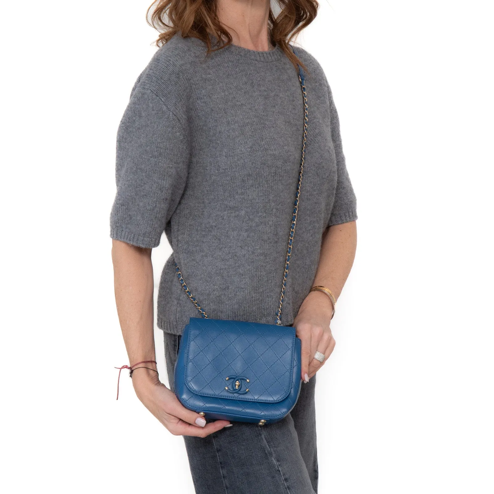 Chanel  Blue Frame In Flap Bag