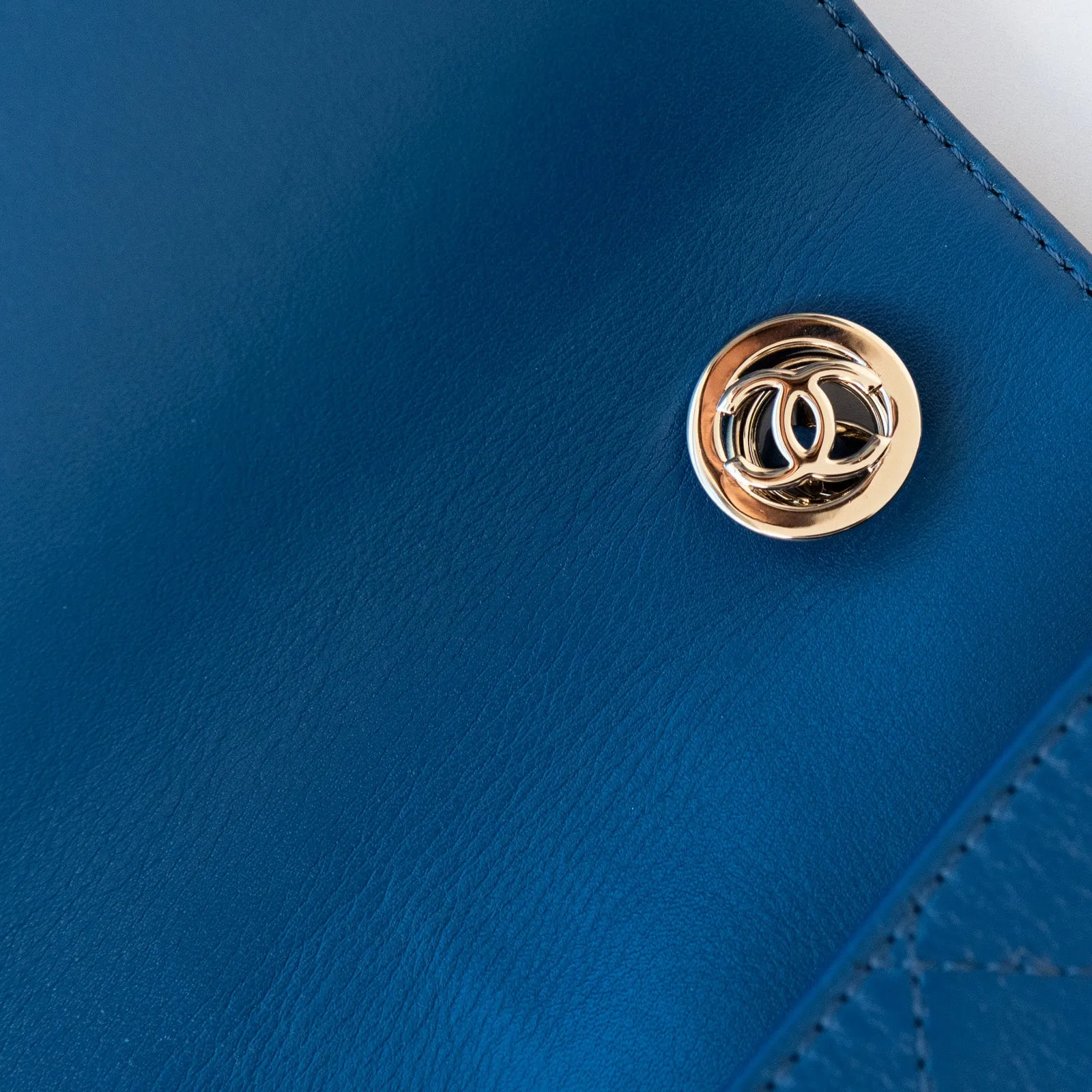 Chanel  Blue Frame In Flap Bag