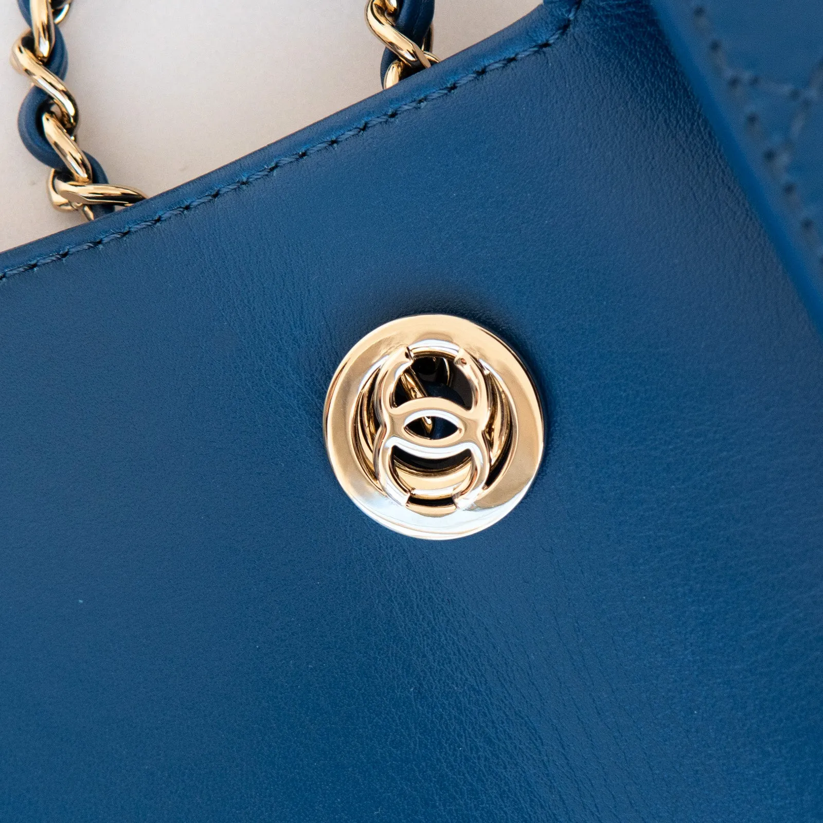 Chanel  Blue Frame In Flap Bag