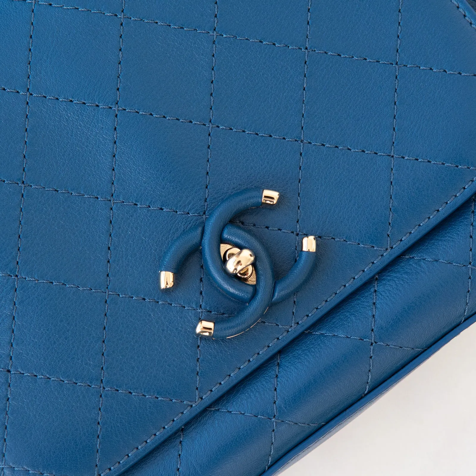 Chanel  Blue Frame In Flap Bag