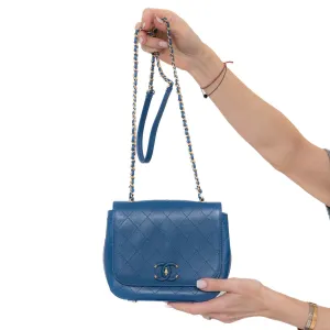 Chanel  Blue Frame In Flap Bag