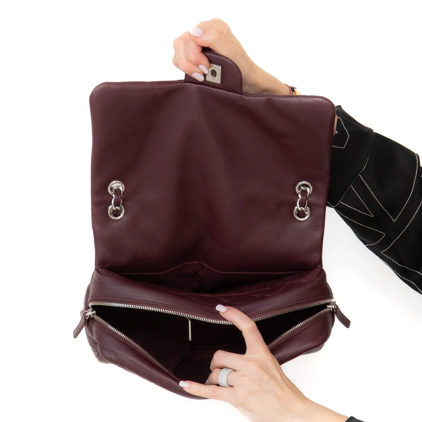 Chanel Burgundy Quilted Leather Easy Flap Bag