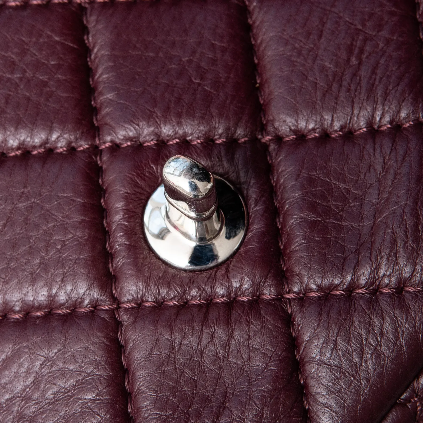Chanel Burgundy Quilted Leather Easy Flap Bag
