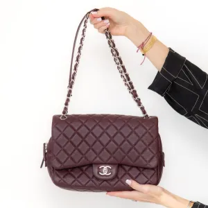 Chanel Burgundy Quilted Leather Easy Flap Bag