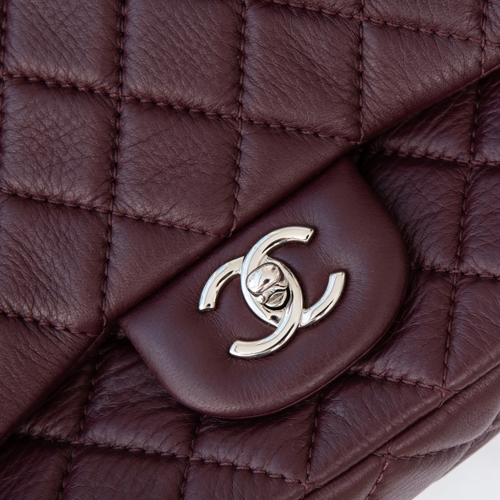 Chanel Burgundy Quilted Leather Easy Flap Bag
