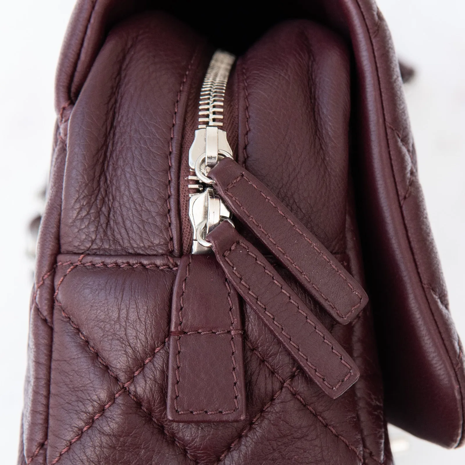 Chanel Burgundy Quilted Leather Easy Flap Bag