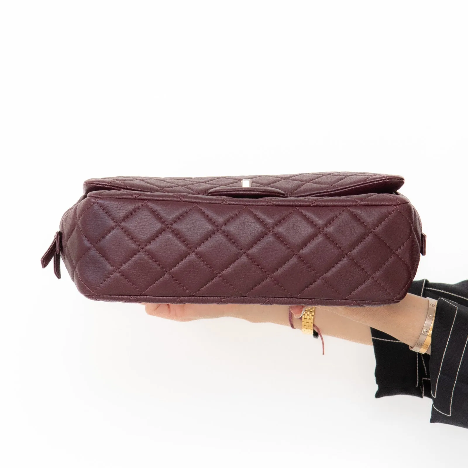Chanel Burgundy Quilted Leather Easy Flap Bag