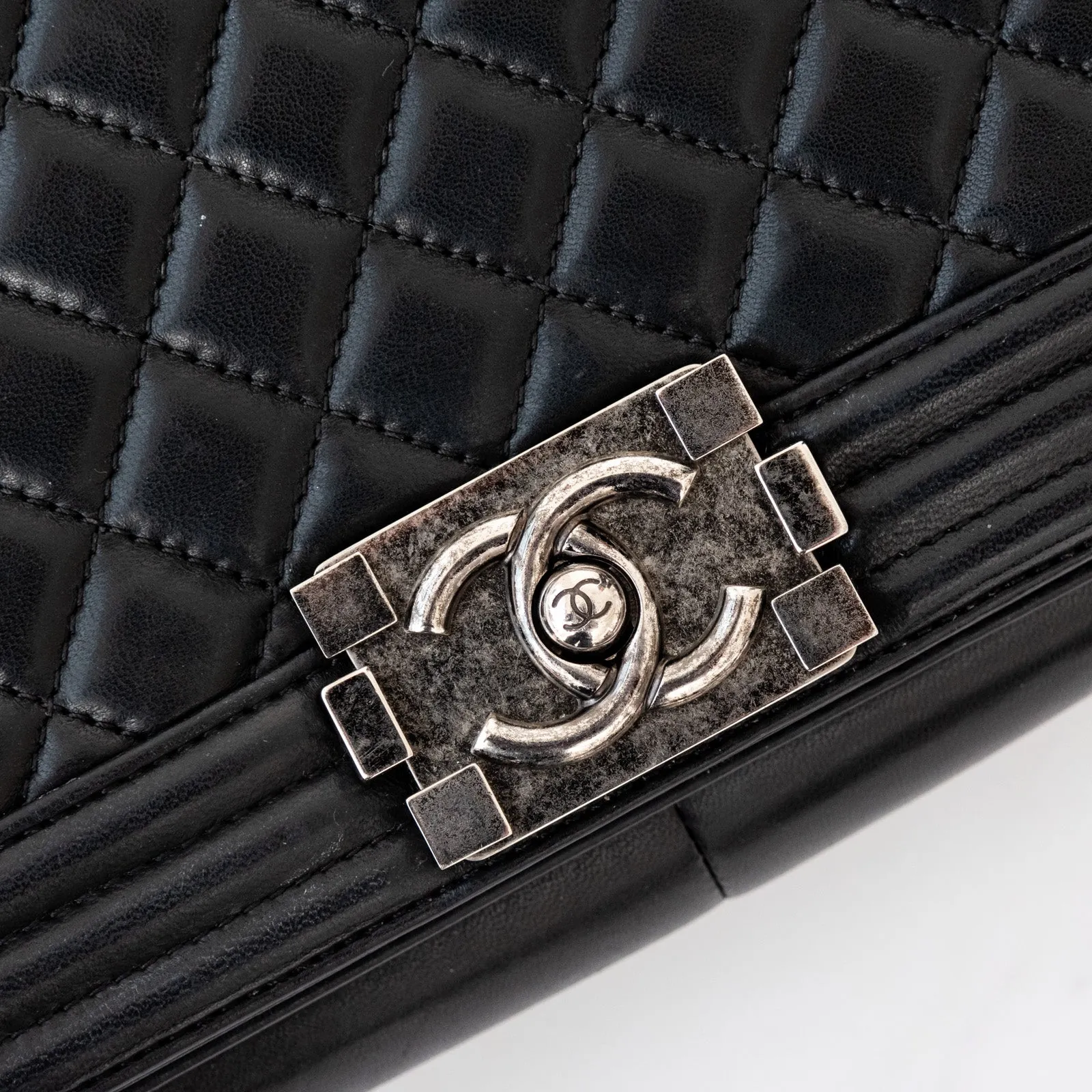 Chanel Classic Black Leather Medium Boy Bag