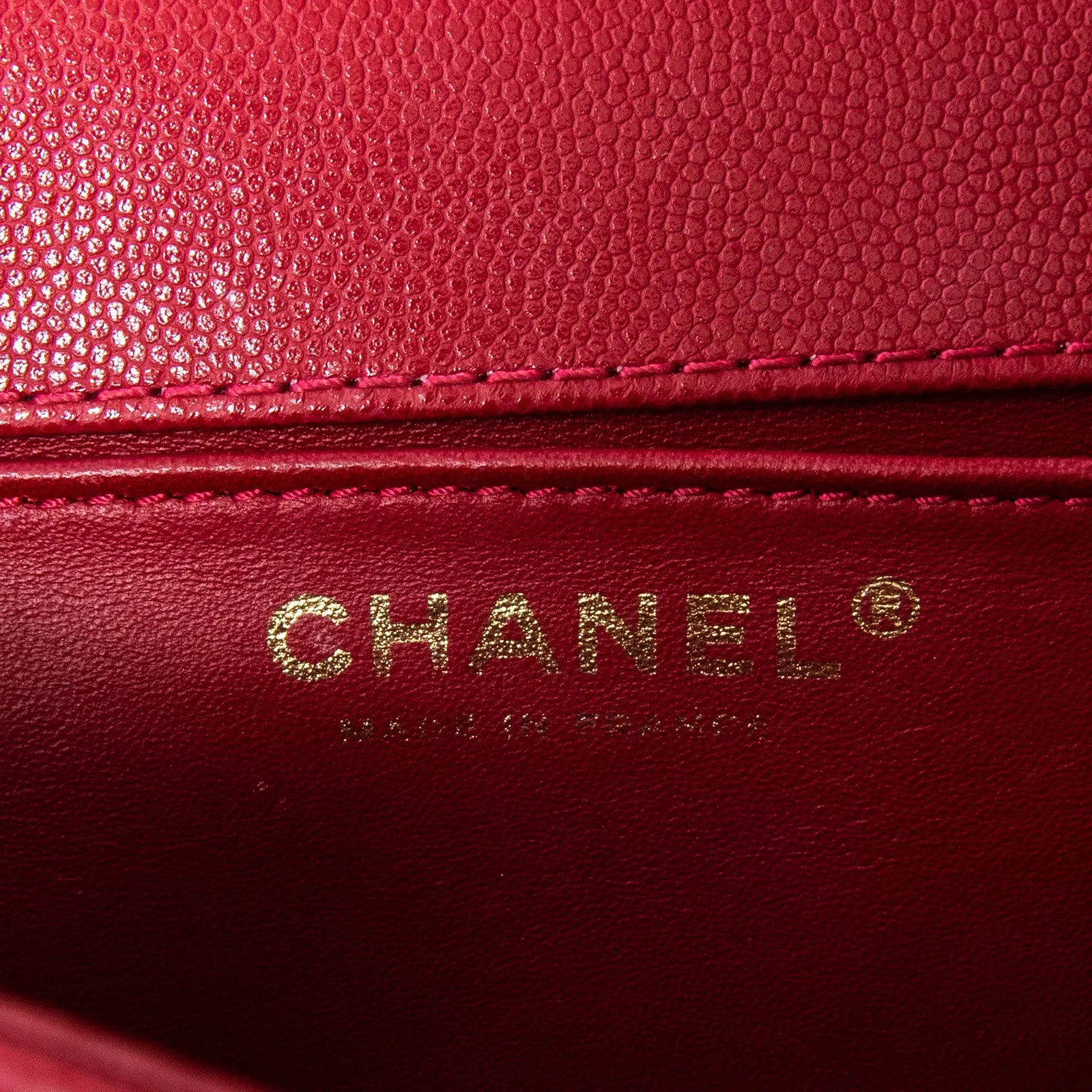 Chanel Medium Red Caviar Leather Boy Bag With Top Handle