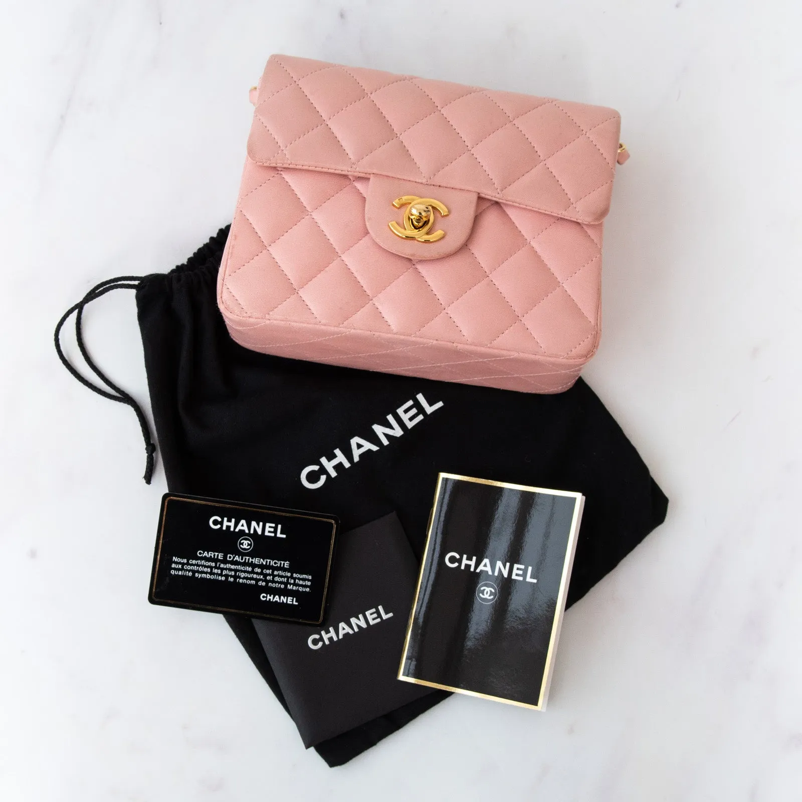 Chanel Mini Square Pink Sakura  Leather Flap Bag