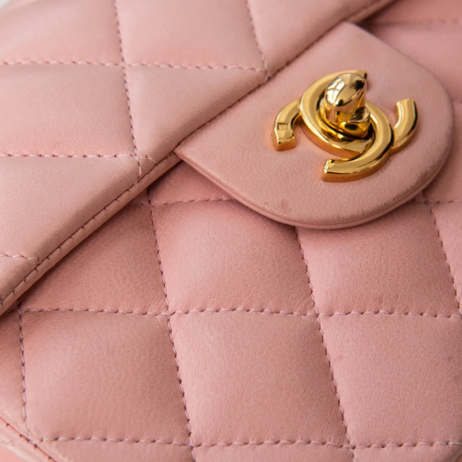 Chanel Mini Square Pink Sakura  Leather Flap Bag