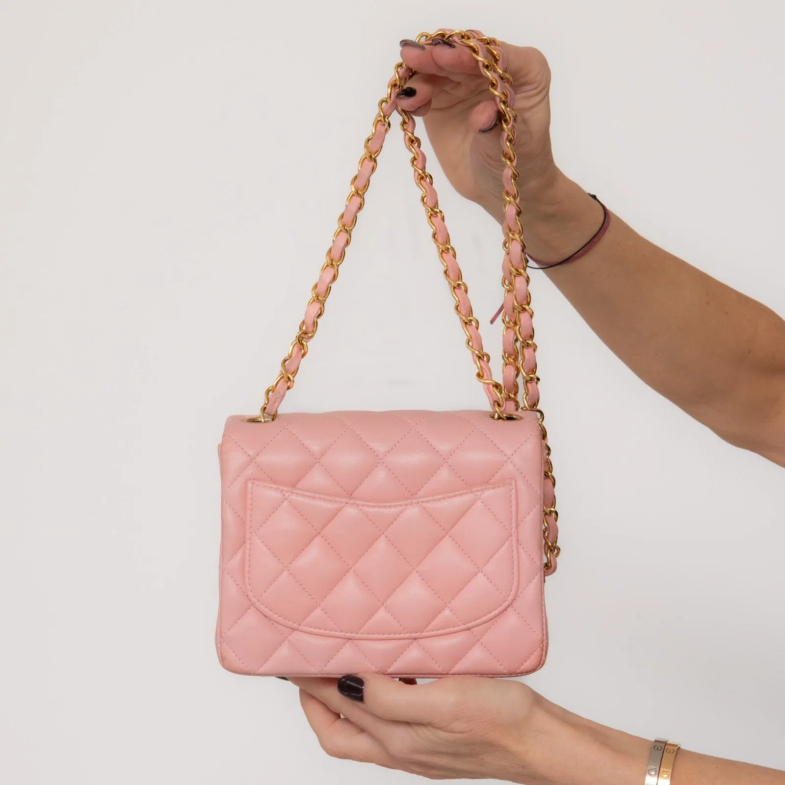 Chanel Mini Square Pink Sakura  Leather Flap Bag