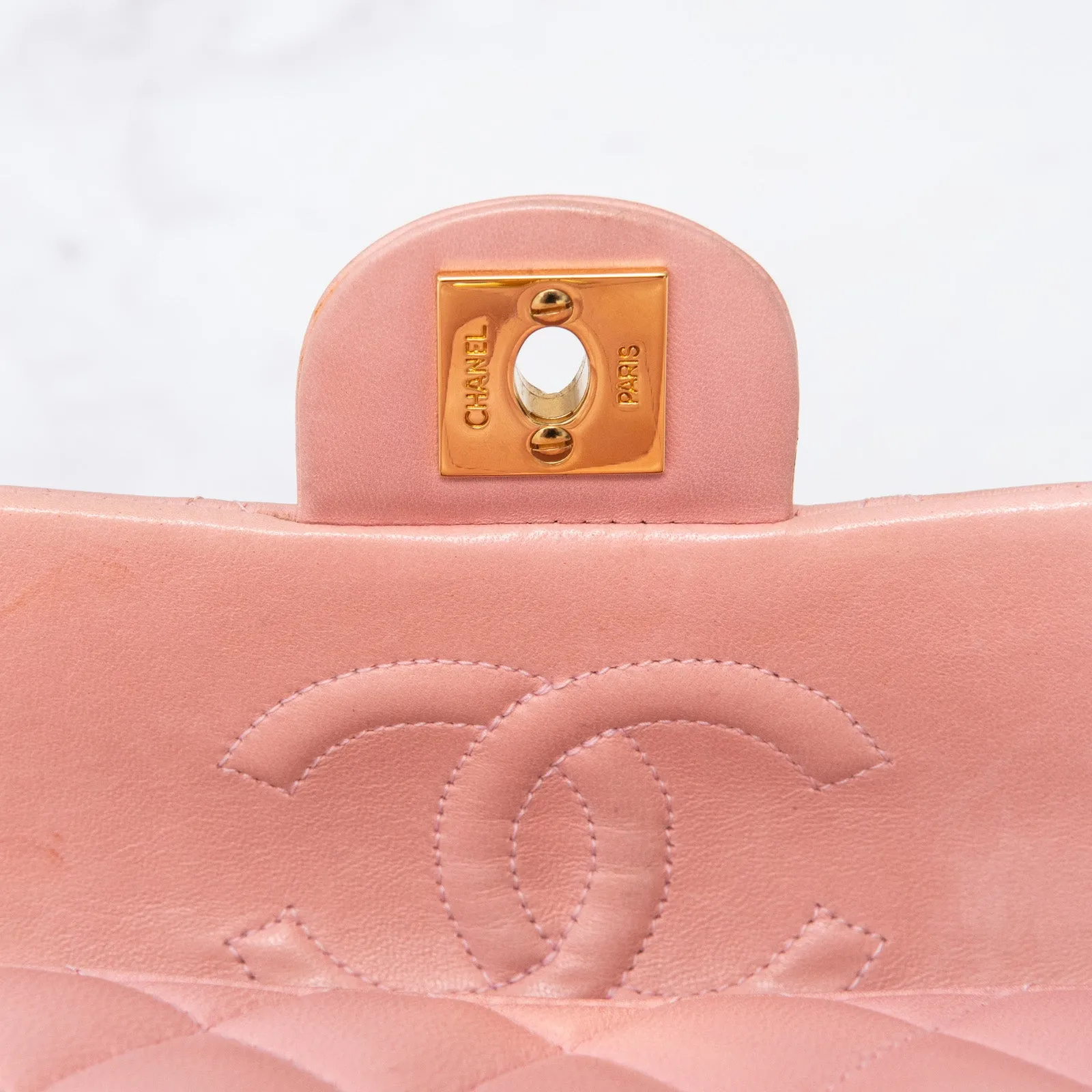 Chanel Mini Square Pink Sakura  Leather Flap Bag