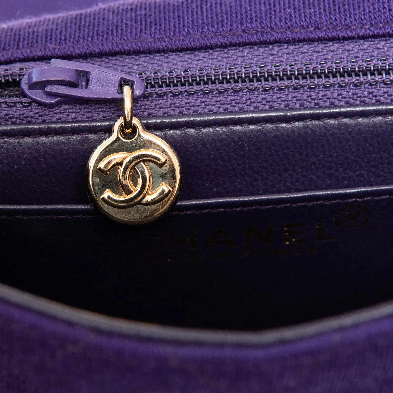 Chanel Mini Square Purple Fabric Flap Bag