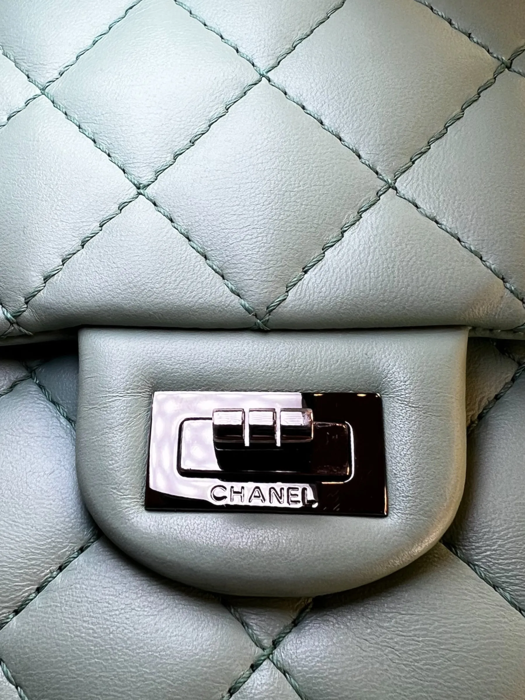 Chanel Mint Green Lambskin Leather Classic 2.55 Shoulder Bag