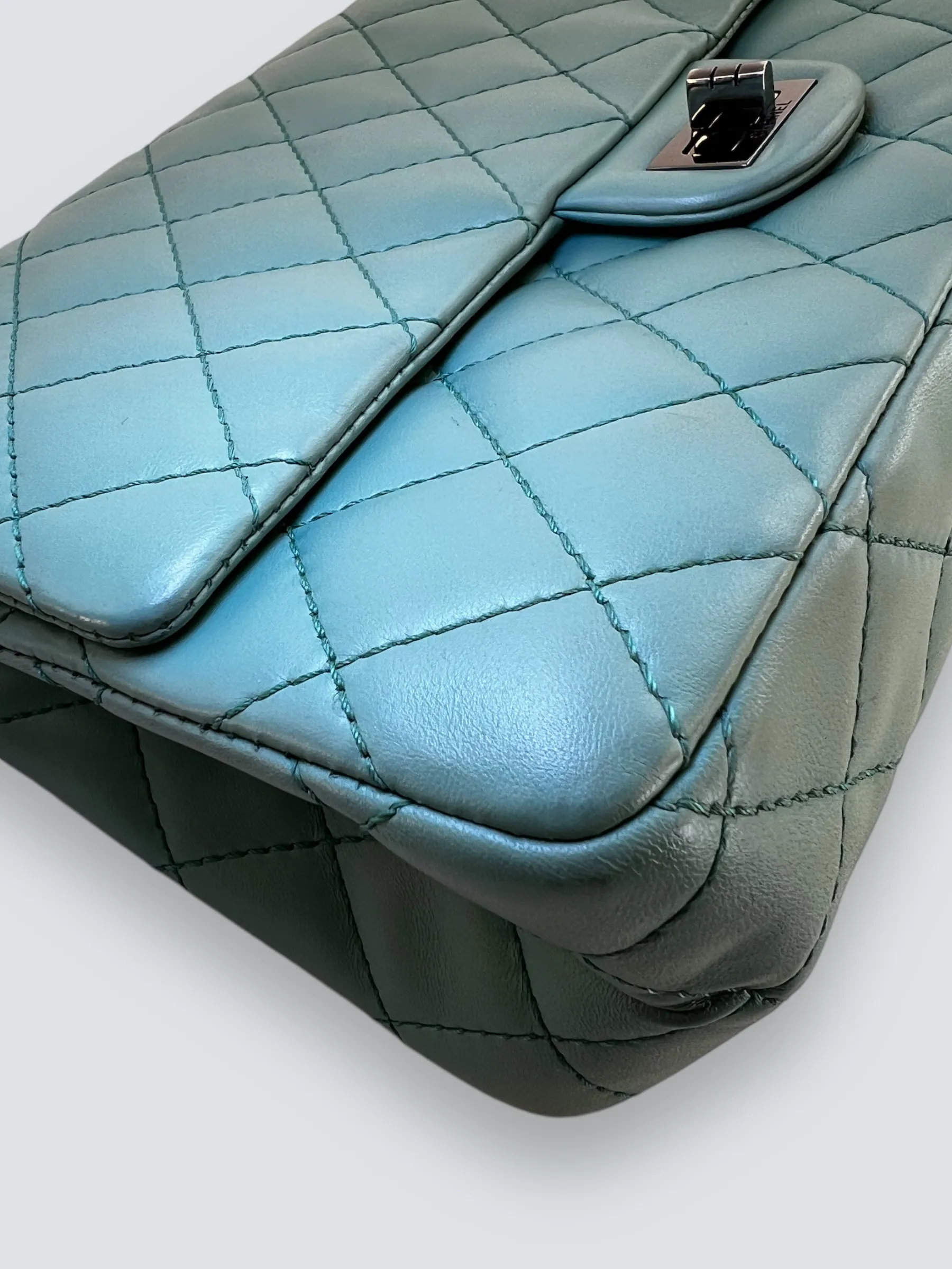 Chanel Mint Green Lambskin Leather Classic 2.55 Shoulder Bag