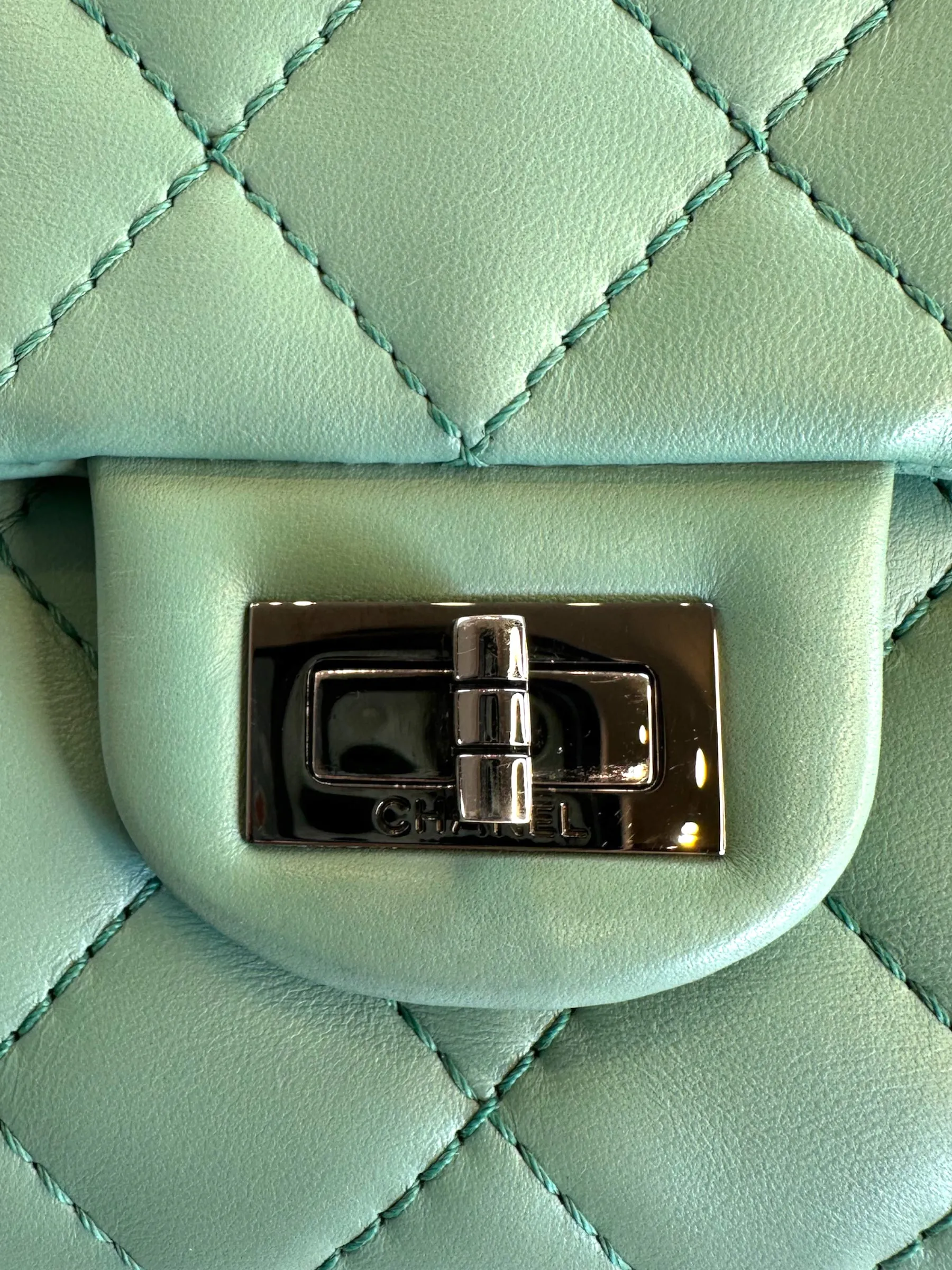 Chanel Mint Green Lambskin Leather Classic 2.55 Shoulder Bag