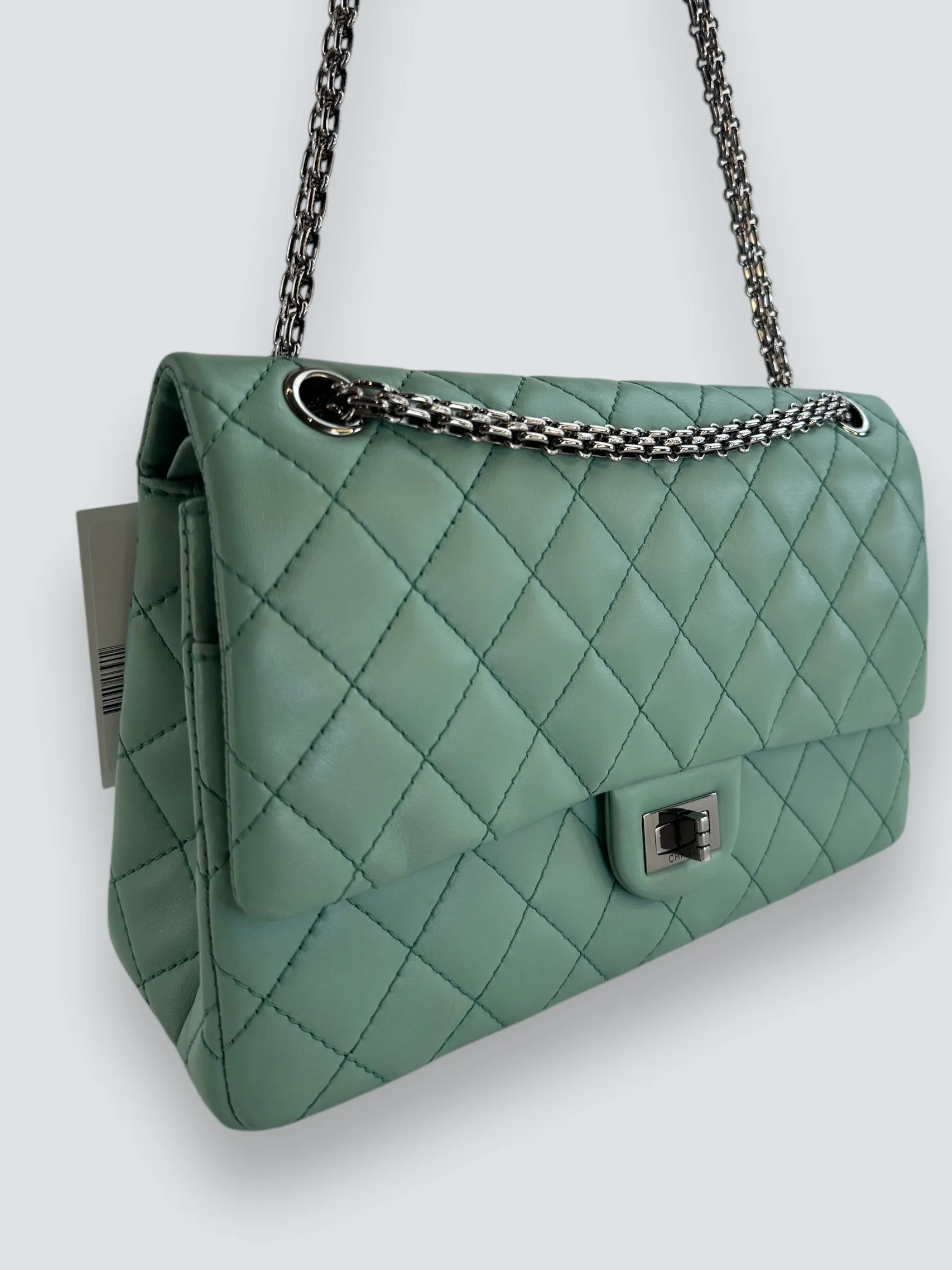 Chanel Mint Green Lambskin Leather Classic 2.55 Shoulder Bag
