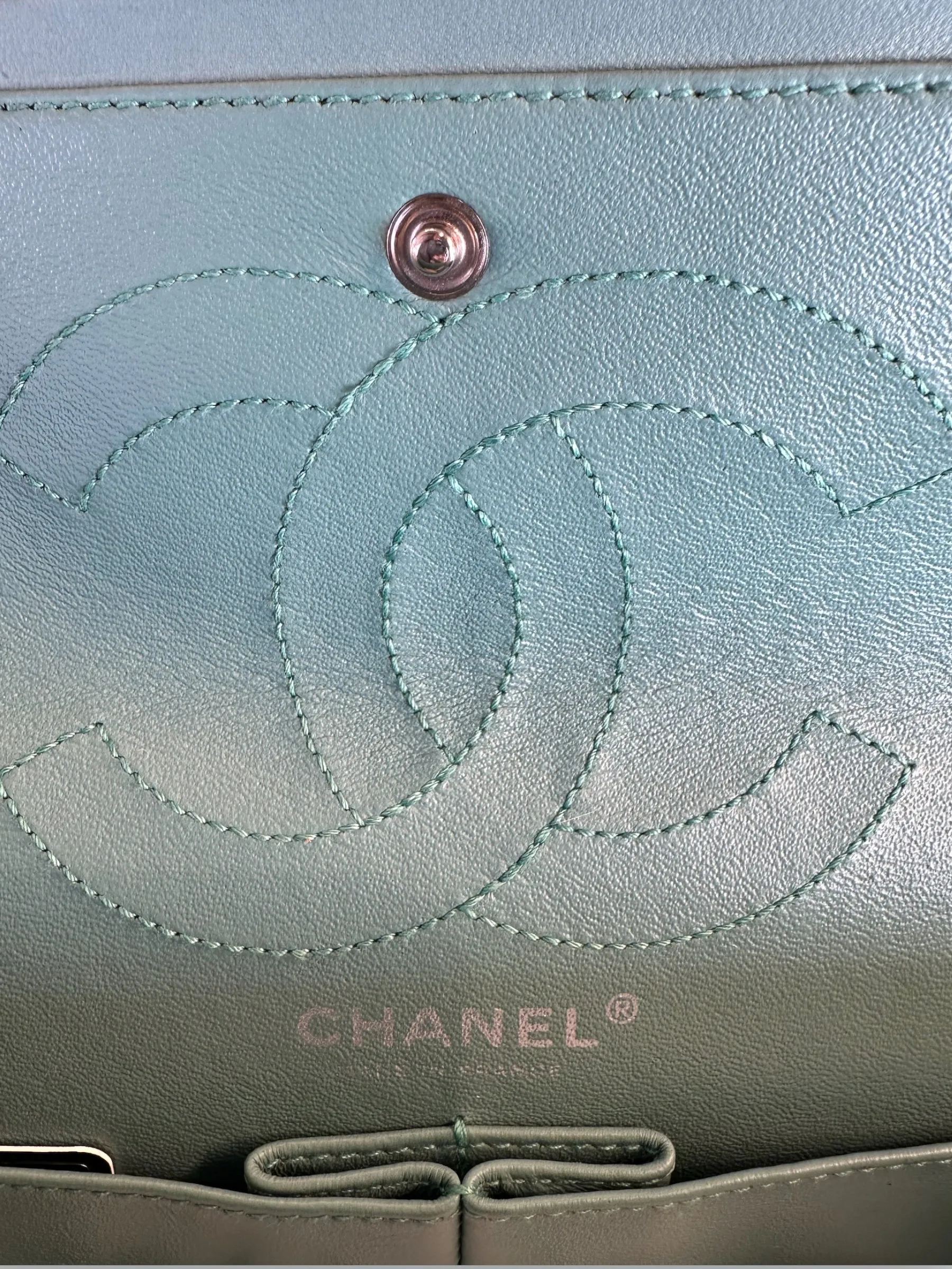 Chanel Mint Green Lambskin Leather Classic 2.55 Shoulder Bag