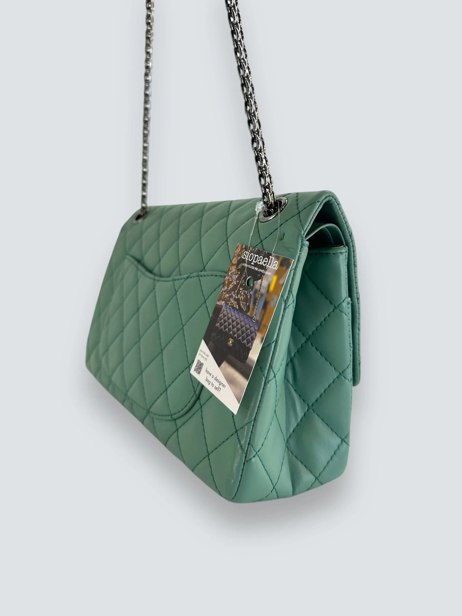 Chanel Mint Green Lambskin Leather Classic 2.55 Shoulder Bag