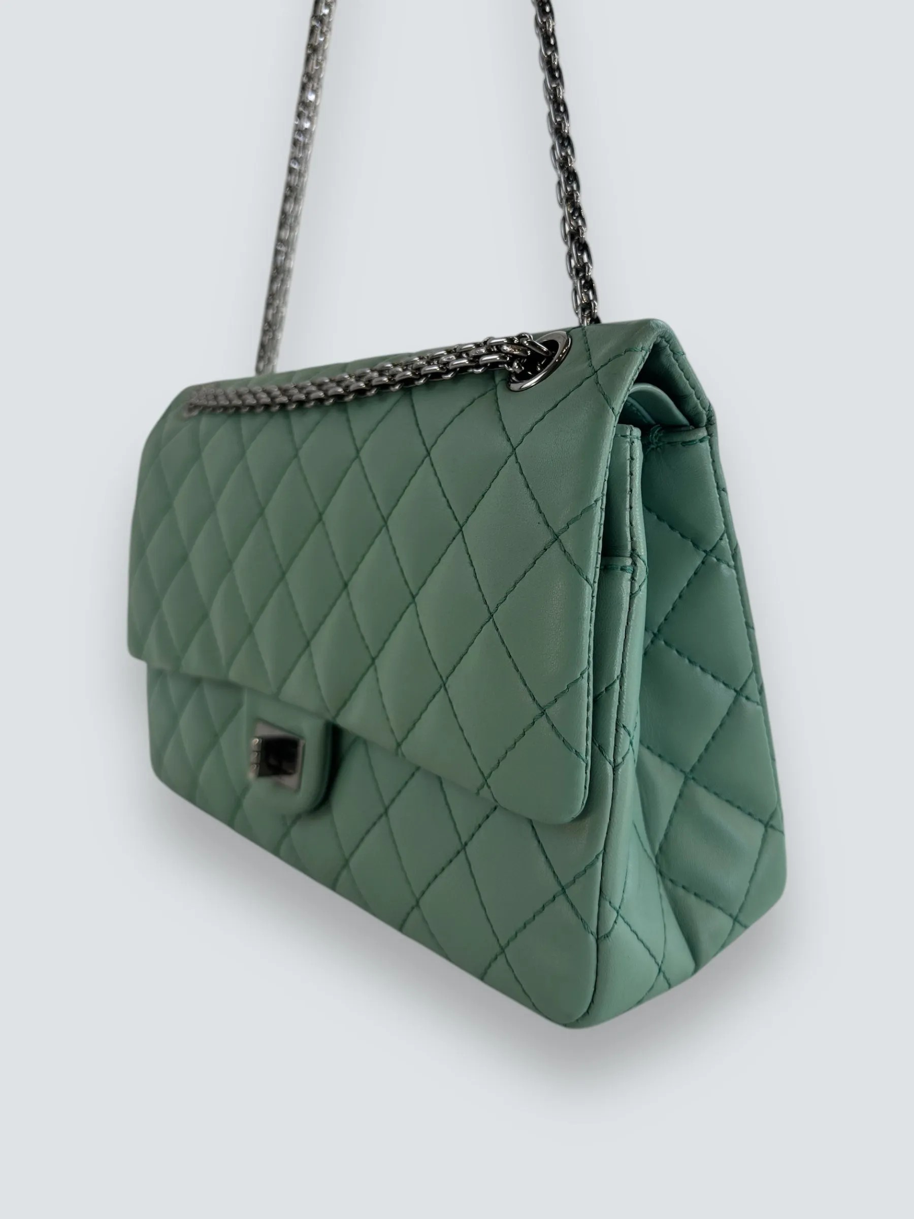 Chanel Mint Green Lambskin Leather Classic 2.55 Shoulder Bag