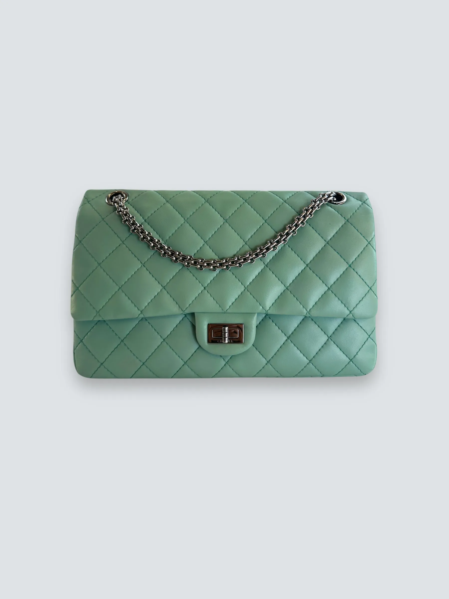 Chanel Mint Green Lambskin Leather Classic 2.55 Shoulder Bag