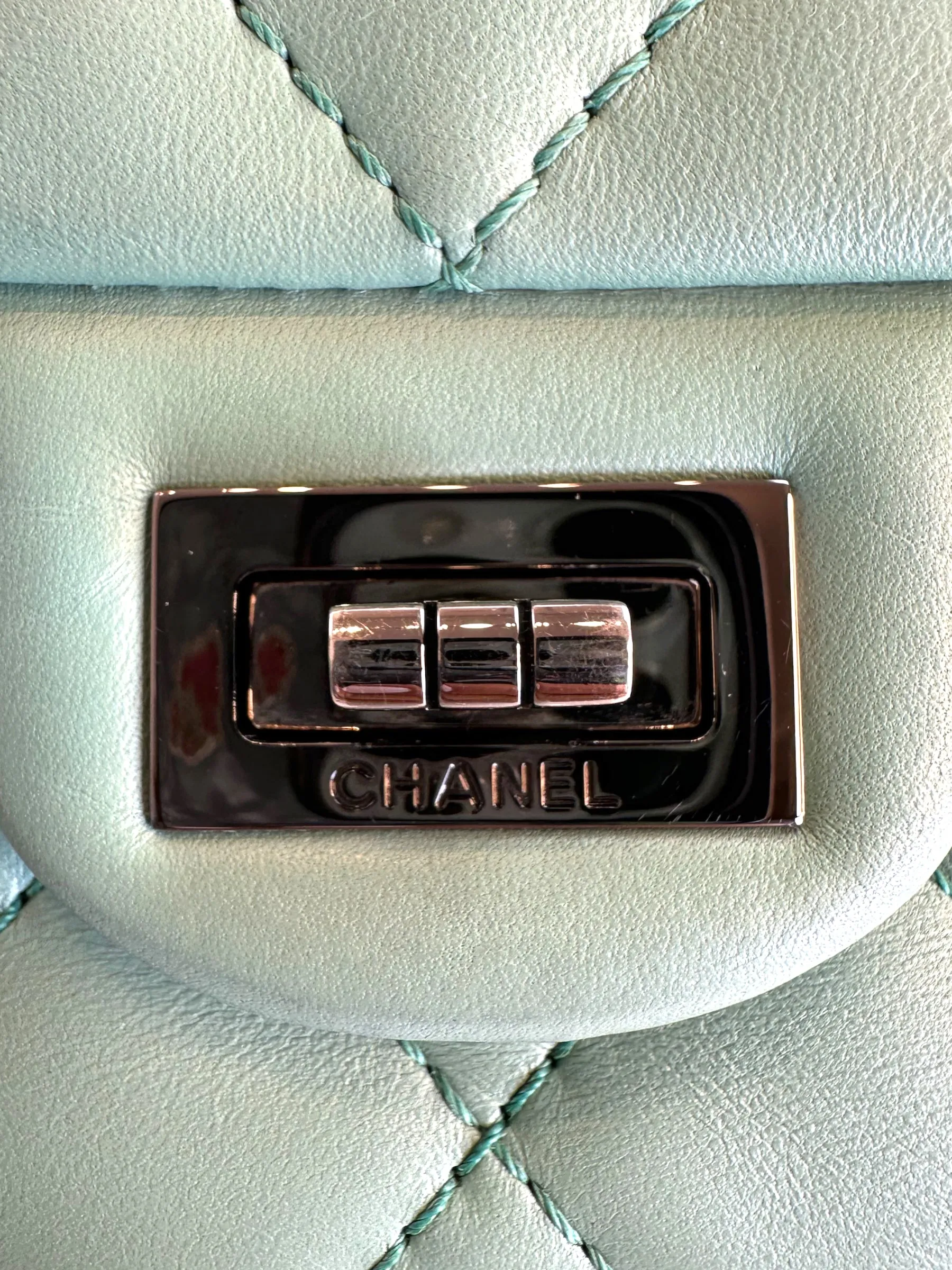Chanel Mint Green Lambskin Leather Classic 2.55 Shoulder Bag