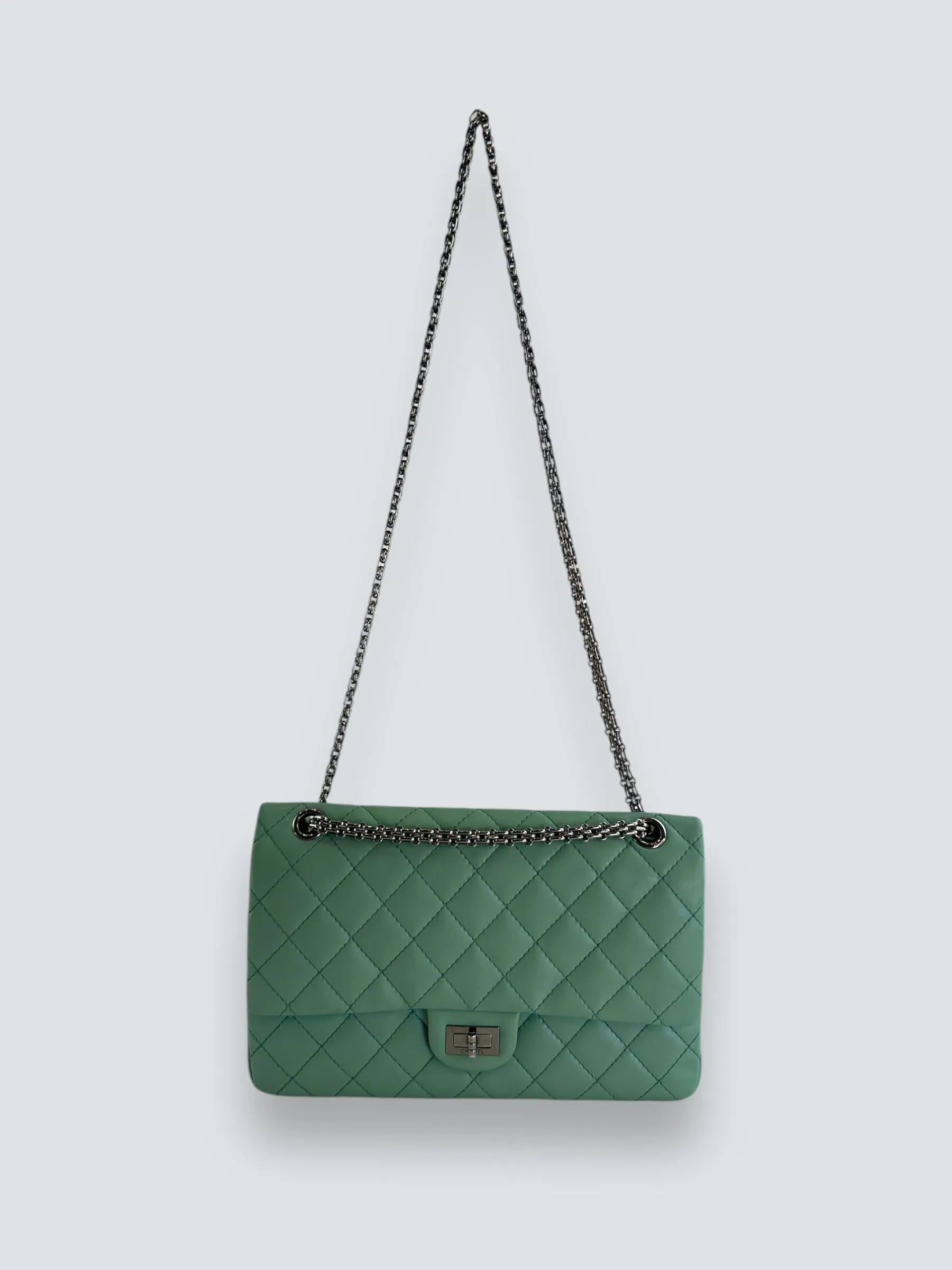 Chanel Mint Green Lambskin Leather Classic 2.55 Shoulder Bag