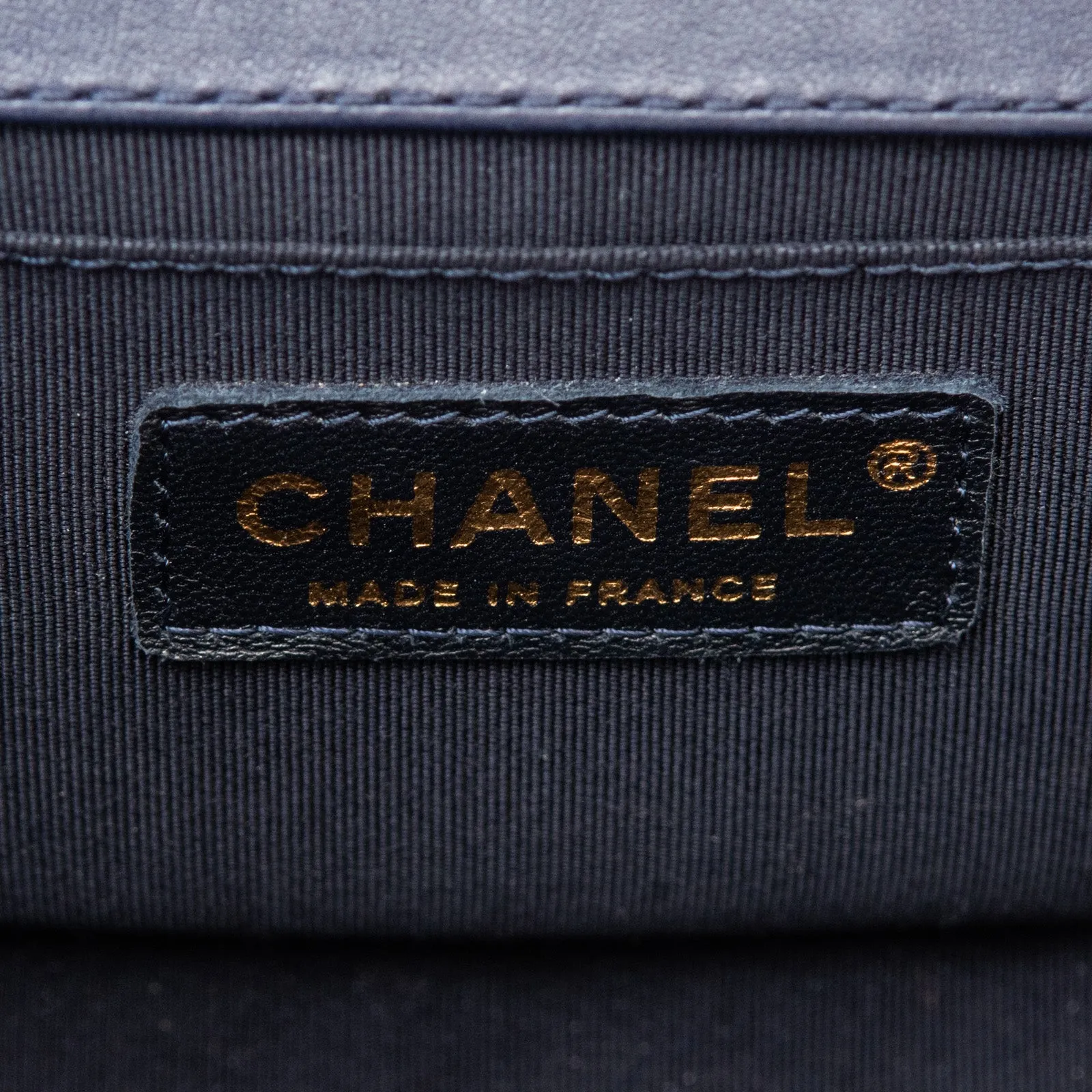Chanel Small Navy Leather Boy Bag