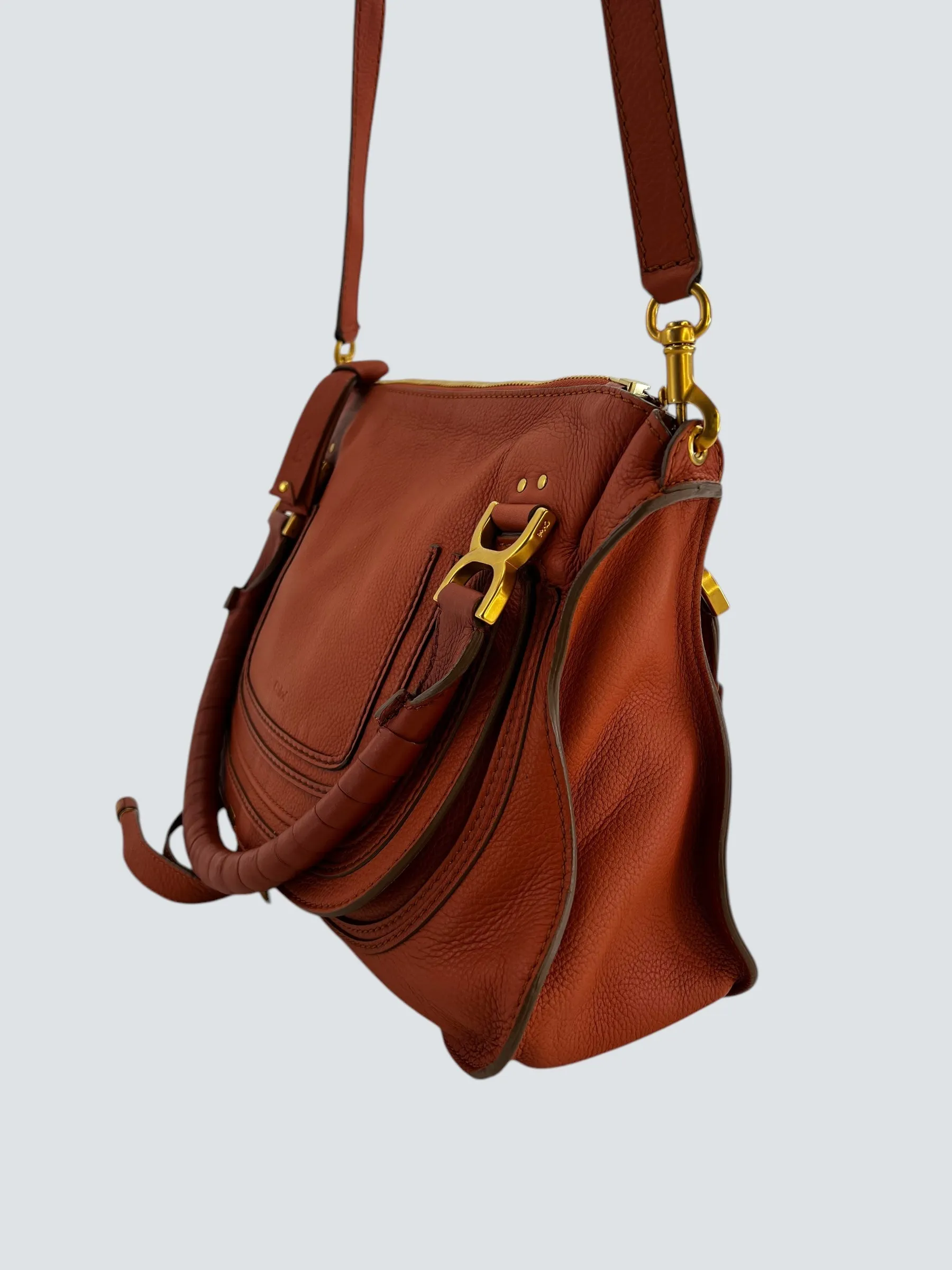 Chloe Orange Leather Marcie Crossbody