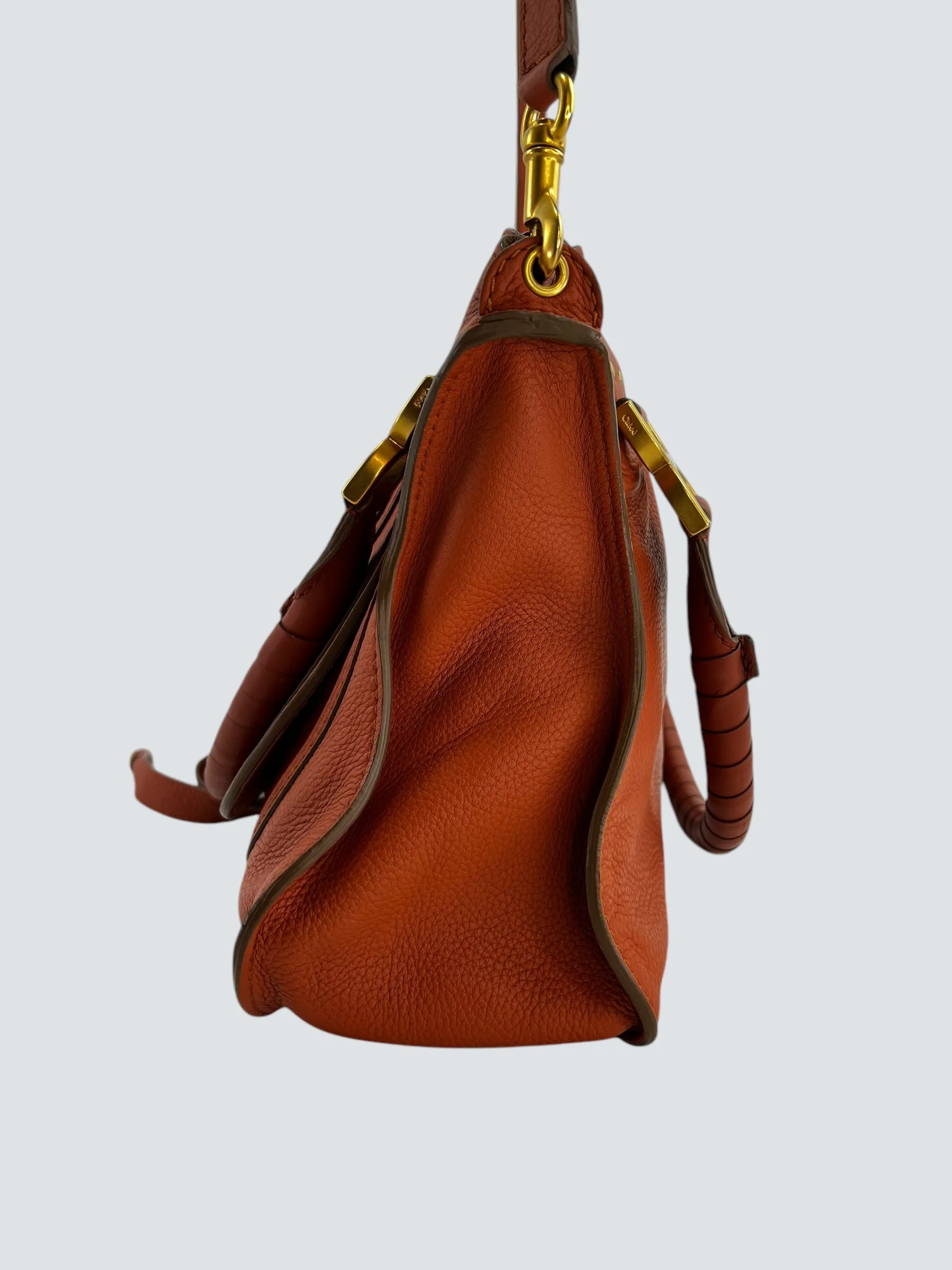 Chloe Orange Leather Marcie Crossbody