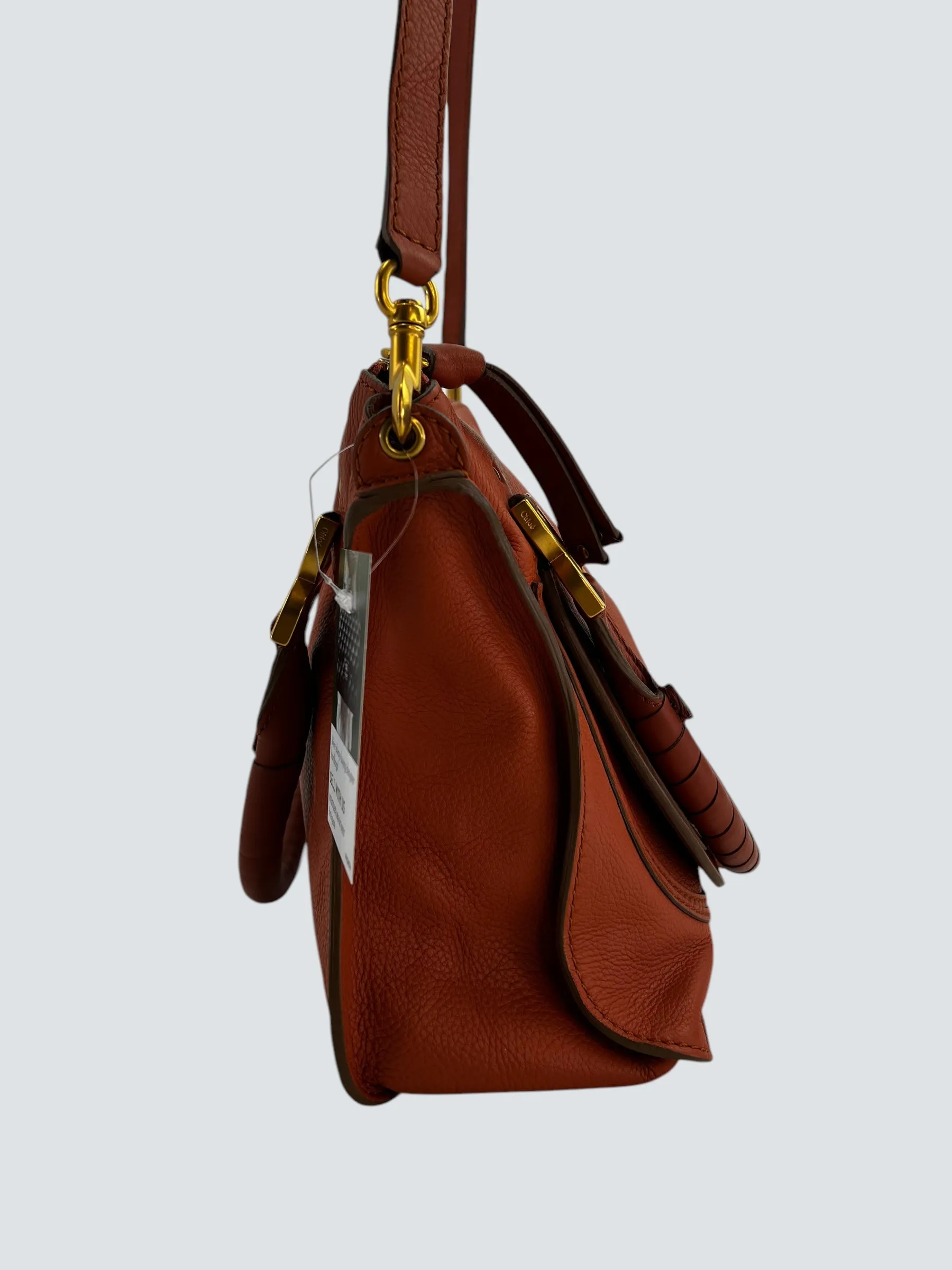 Chloe Orange Leather Marcie Crossbody