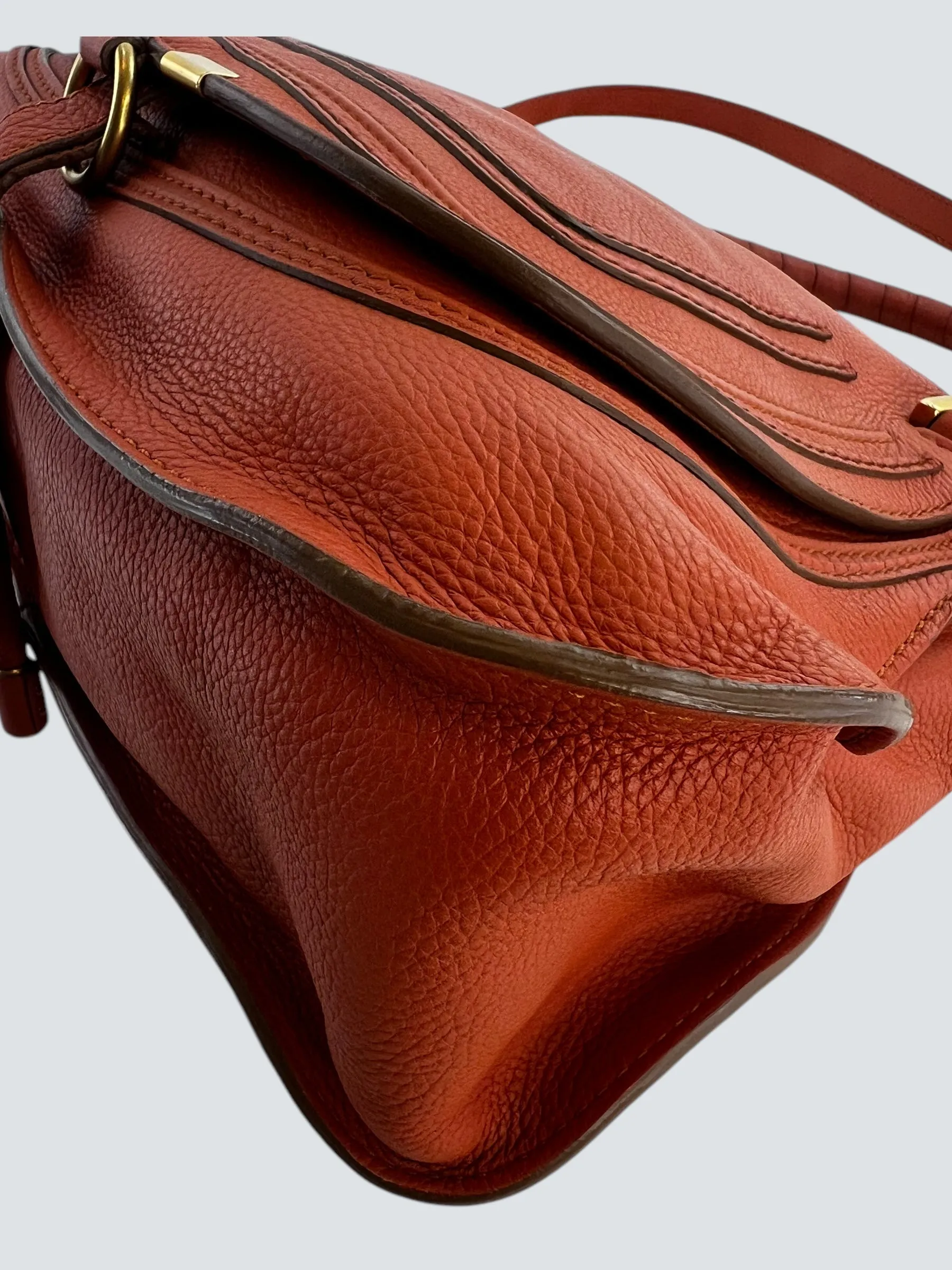 Chloe Orange Leather Marcie Crossbody